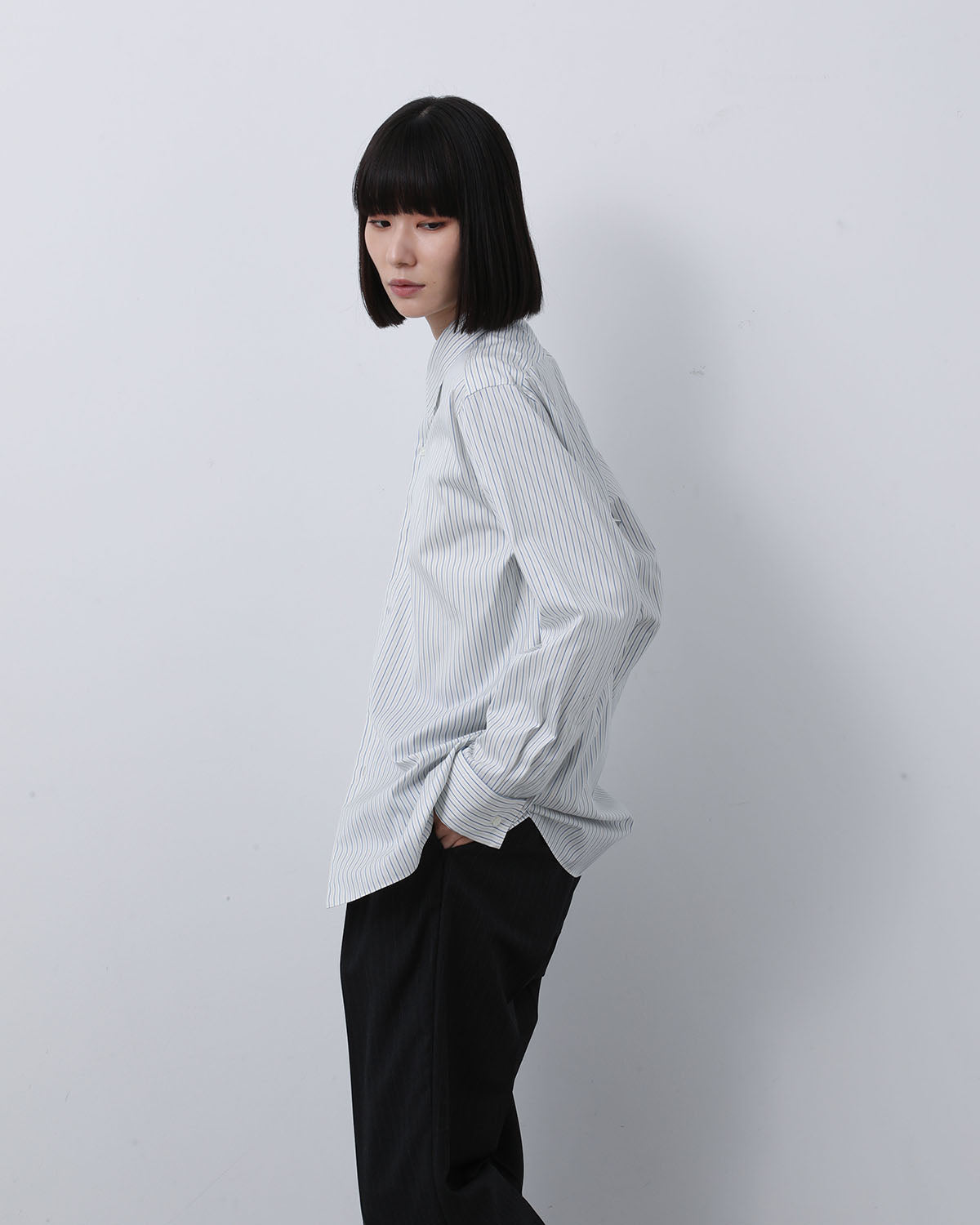 COTTON SILK STRIPE DOUBLE-CUFF SHIRT (WOMEN'S)