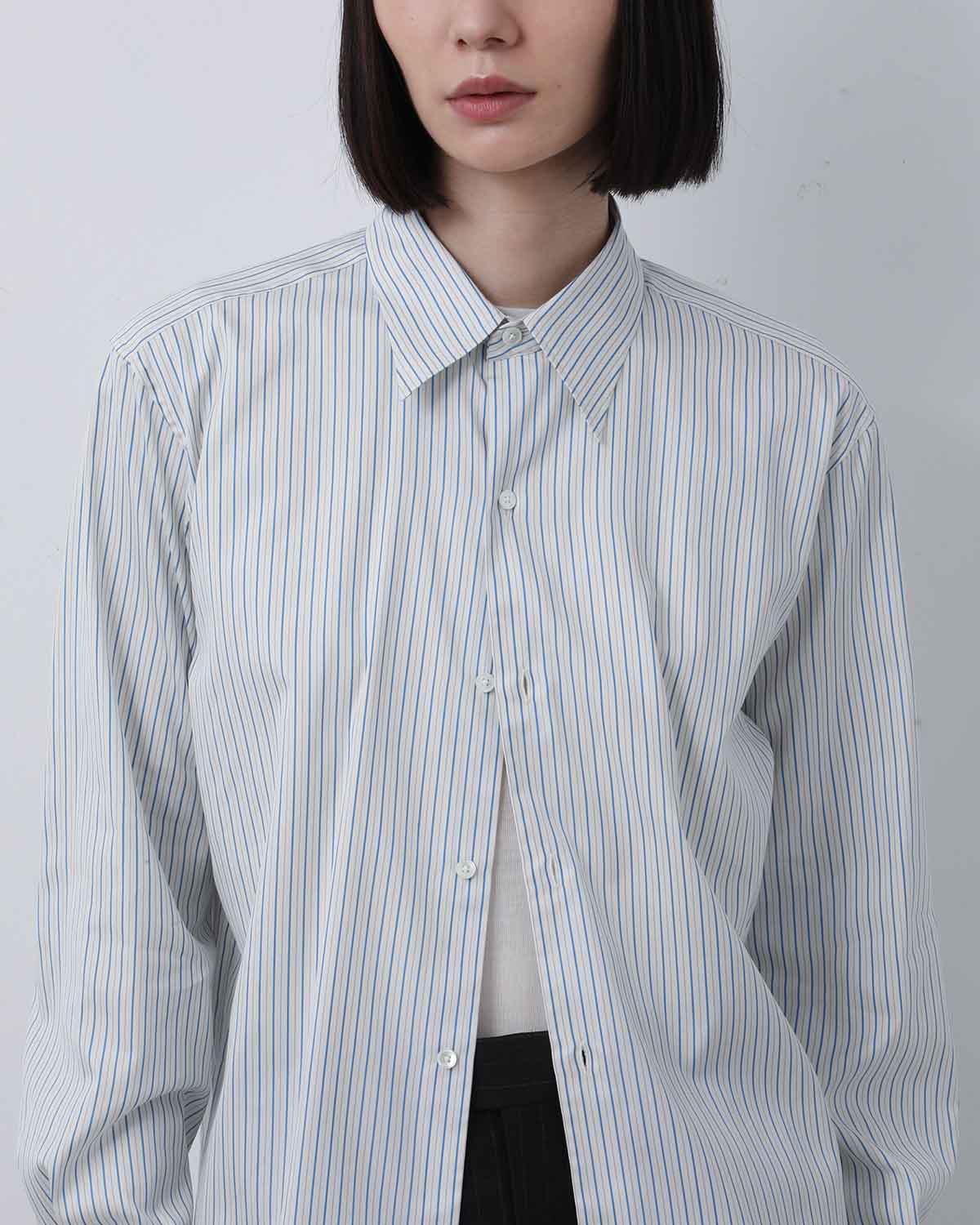COTTON SILK STRIPE DOUBLE-CUFF SHIRT (WOMEN'S)