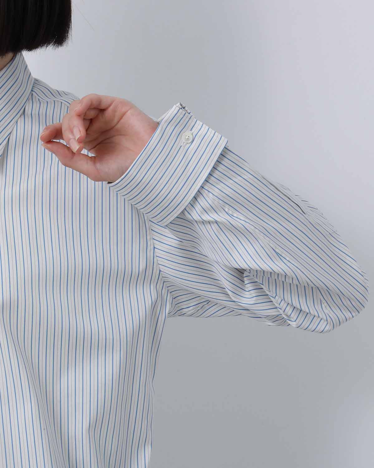 COTTON SILK STRIPE DOUBLE-CUFF SHIRT (WOMEN'S)