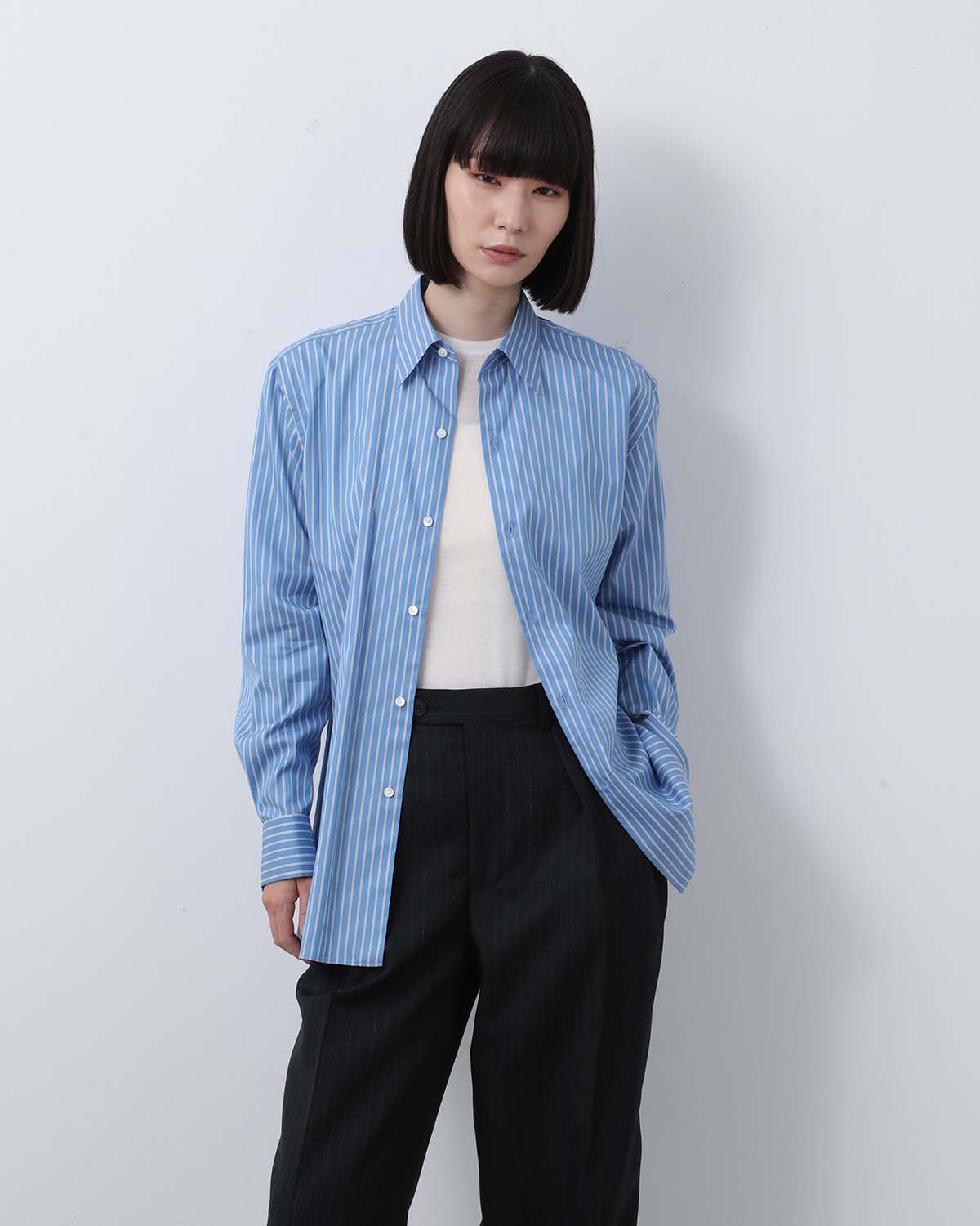 COTTON SILK STRIPE DOUBLE-CUFF SHIRT (WOMEN'S)