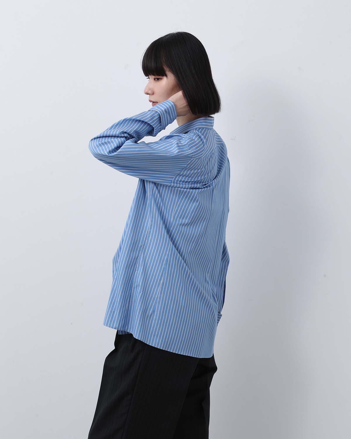 COTTON SILK STRIPE DOUBLE-CUFF SHIRT (WOMEN'S)