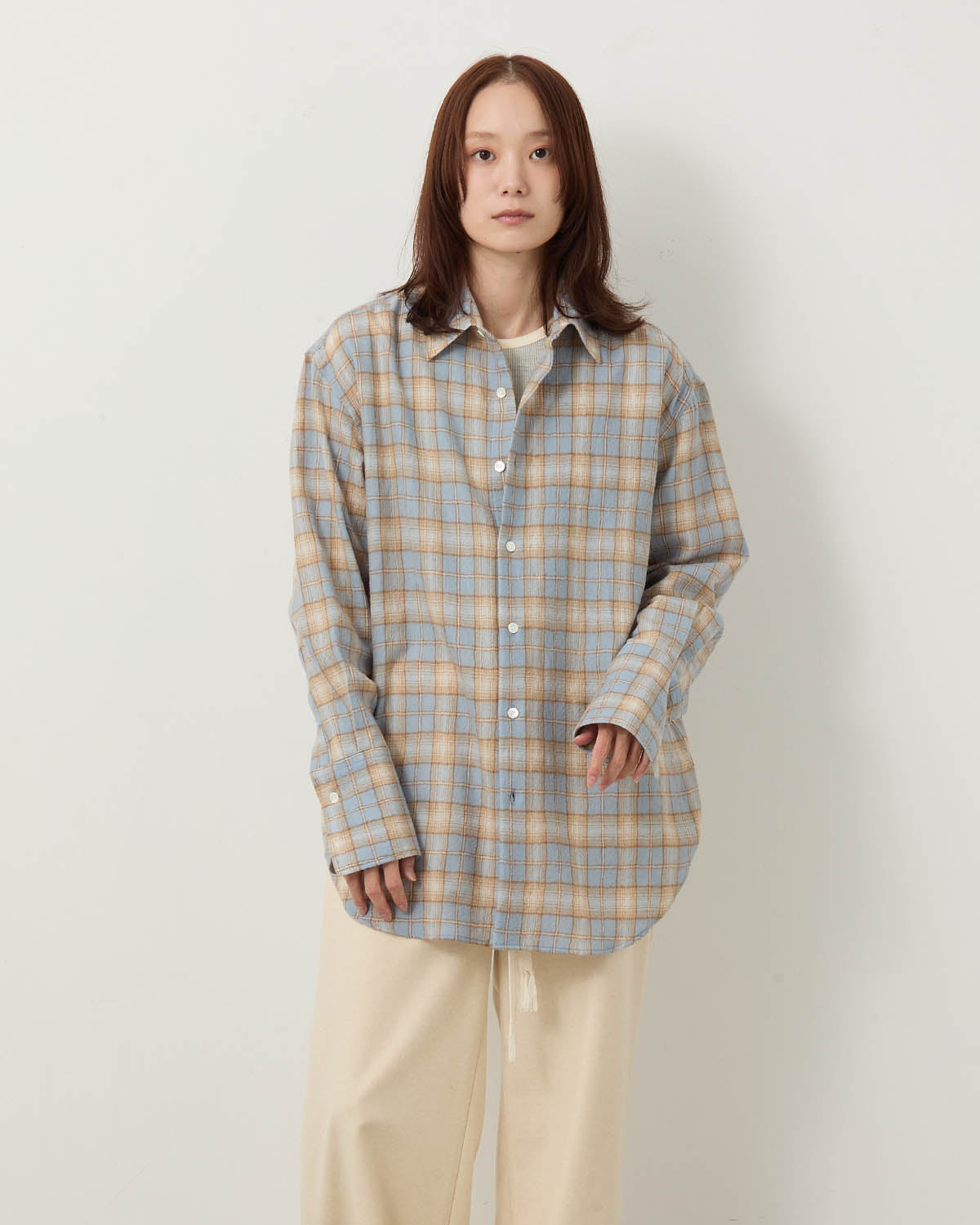 AIRY WOOL CHECK SHIRT (WOMEN'S)