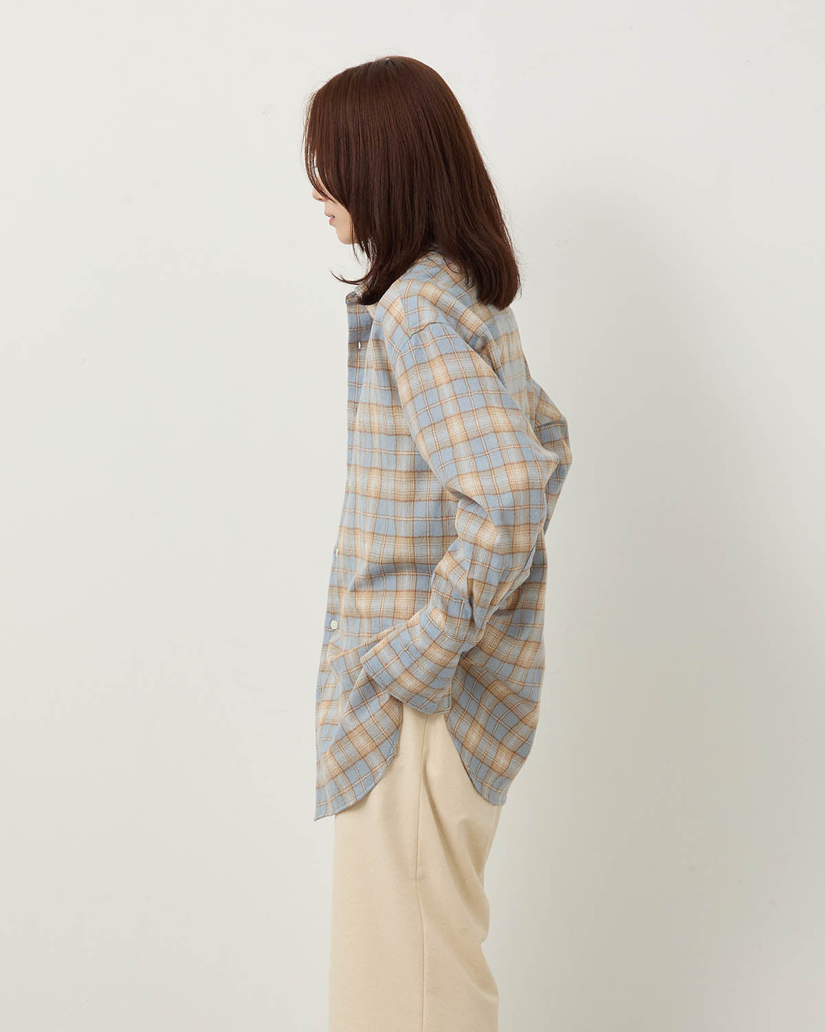 AIRY WOOL CHECK SHIRT (WOMEN'S)
