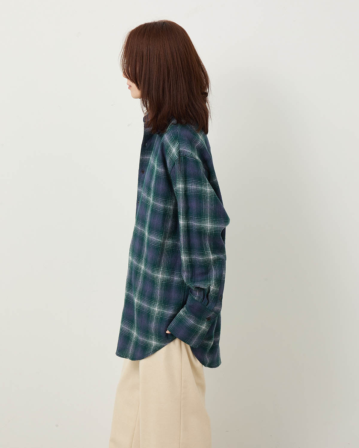 AIRY WOOL CHECK SHIRT (WOMEN'S)