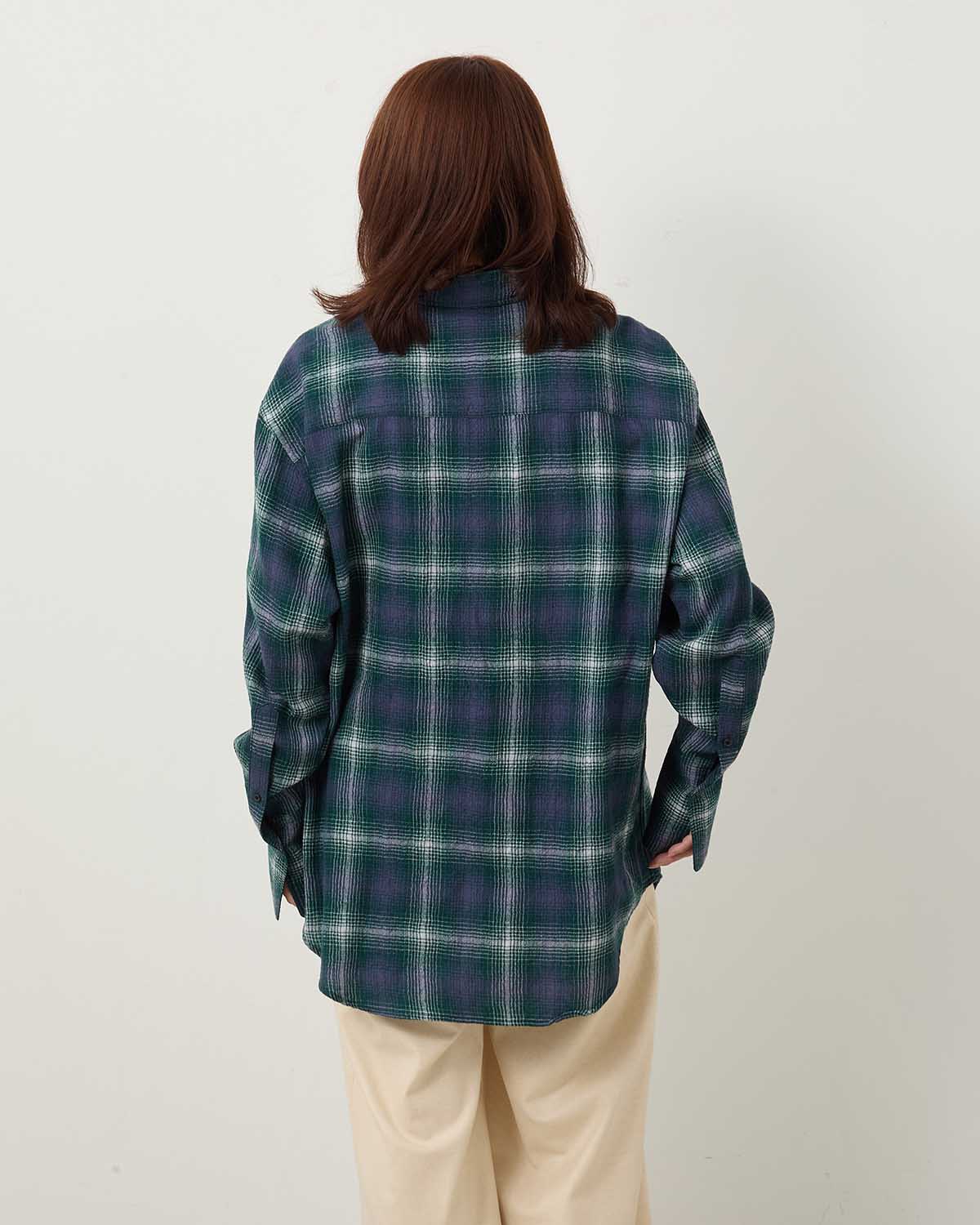 AIRY WOOL CHECK SHIRT (WOMEN'S)