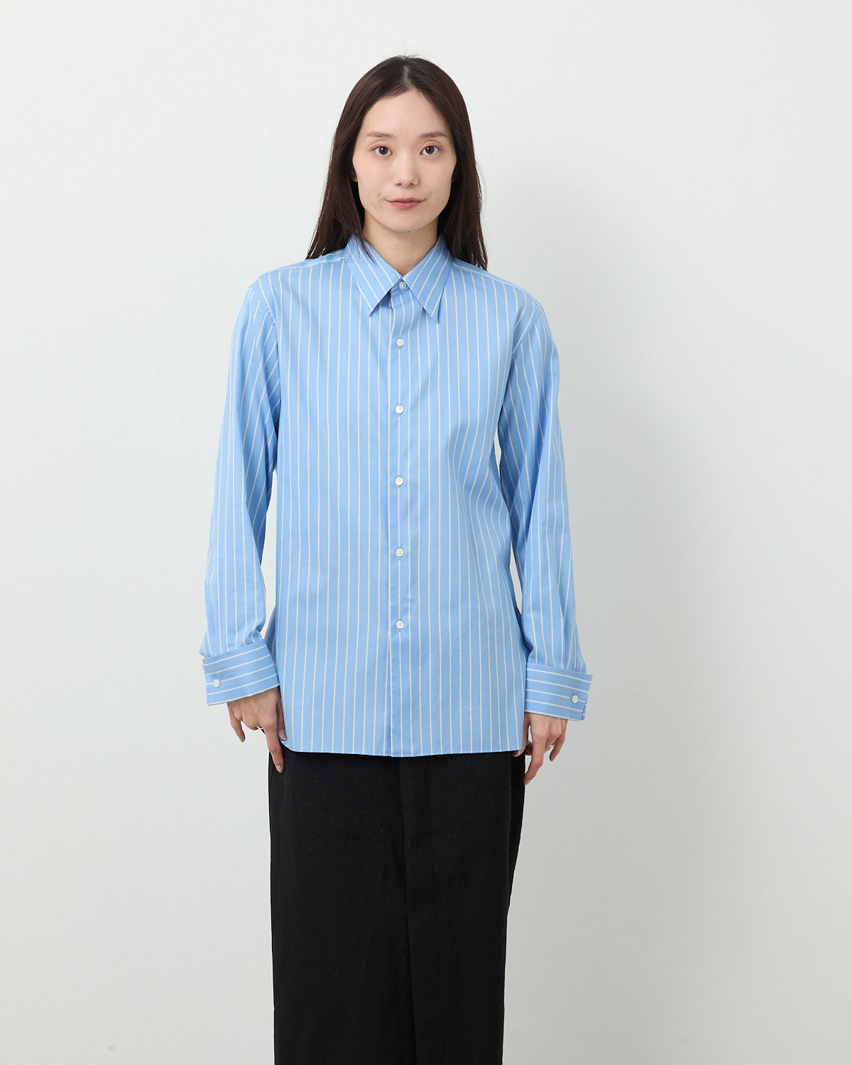 COTTON SILK STRIPE DOUBLE-CUFF SHIRT (WOMEN'S)