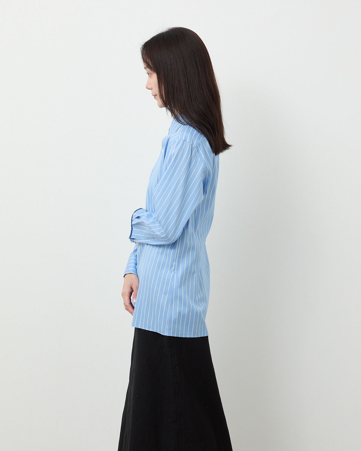 COTTON SILK STRIPE DOUBLE-CUFF SHIRT (WOMEN'S)