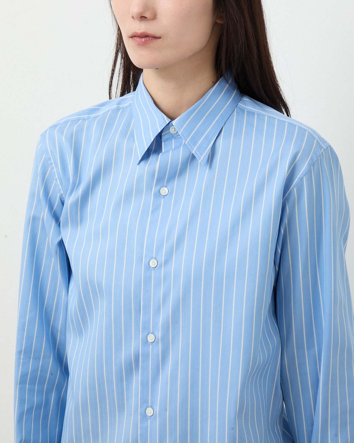 COTTON SILK STRIPE DOUBLE-CUFF SHIRT (WOMEN'S)