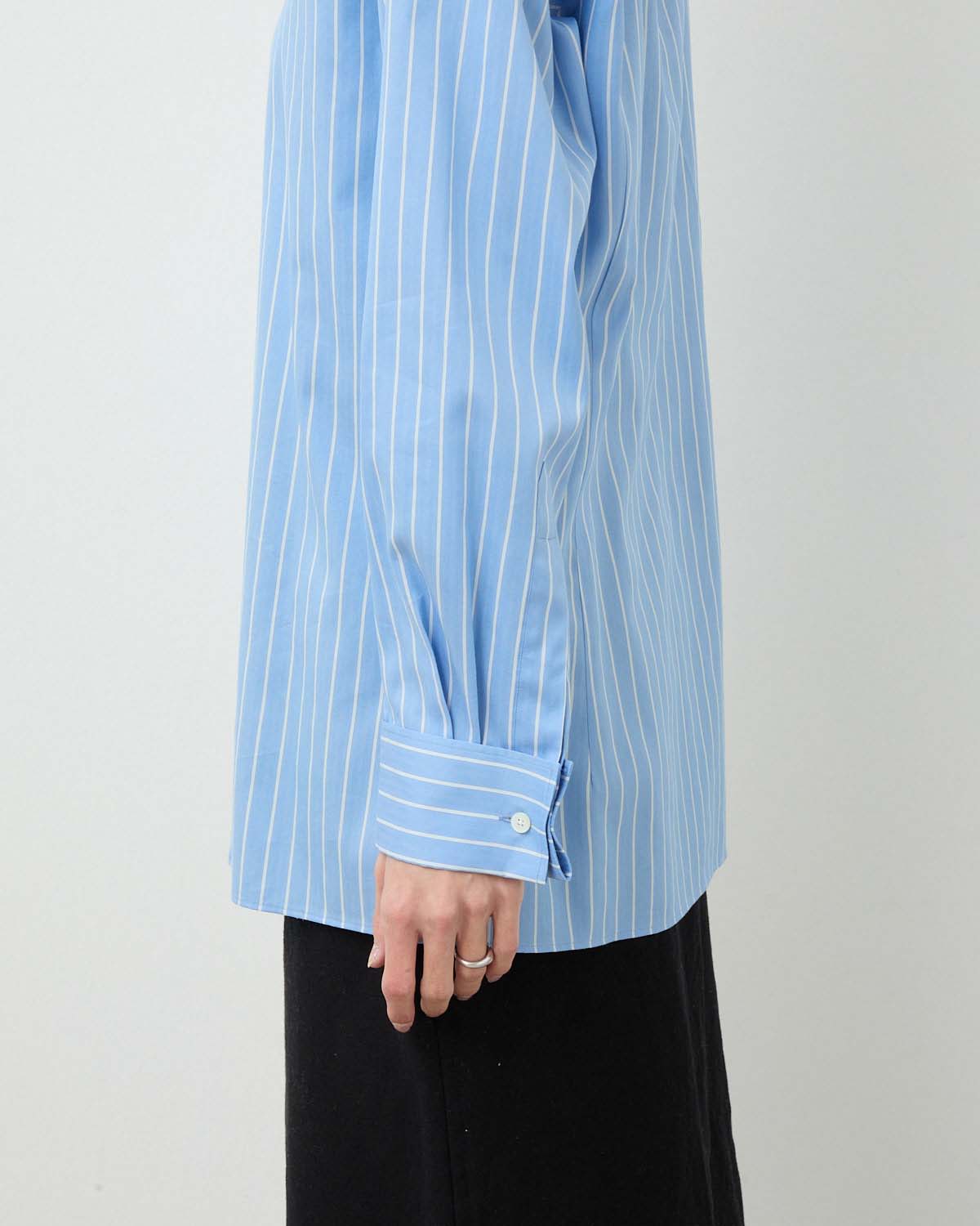 COTTON SILK STRIPE DOUBLE-CUFF SHIRT (WOMEN'S)