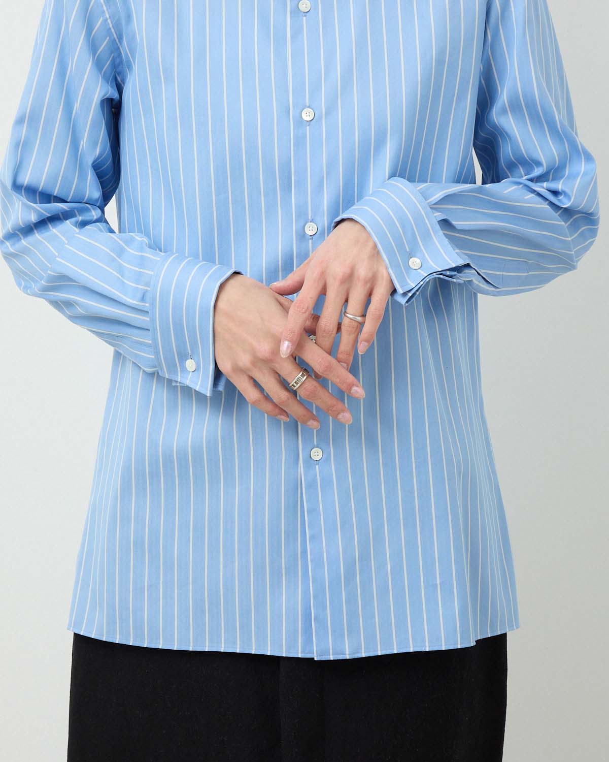 COTTON SILK STRIPE DOUBLE-CUFF SHIRT (WOMEN'S)