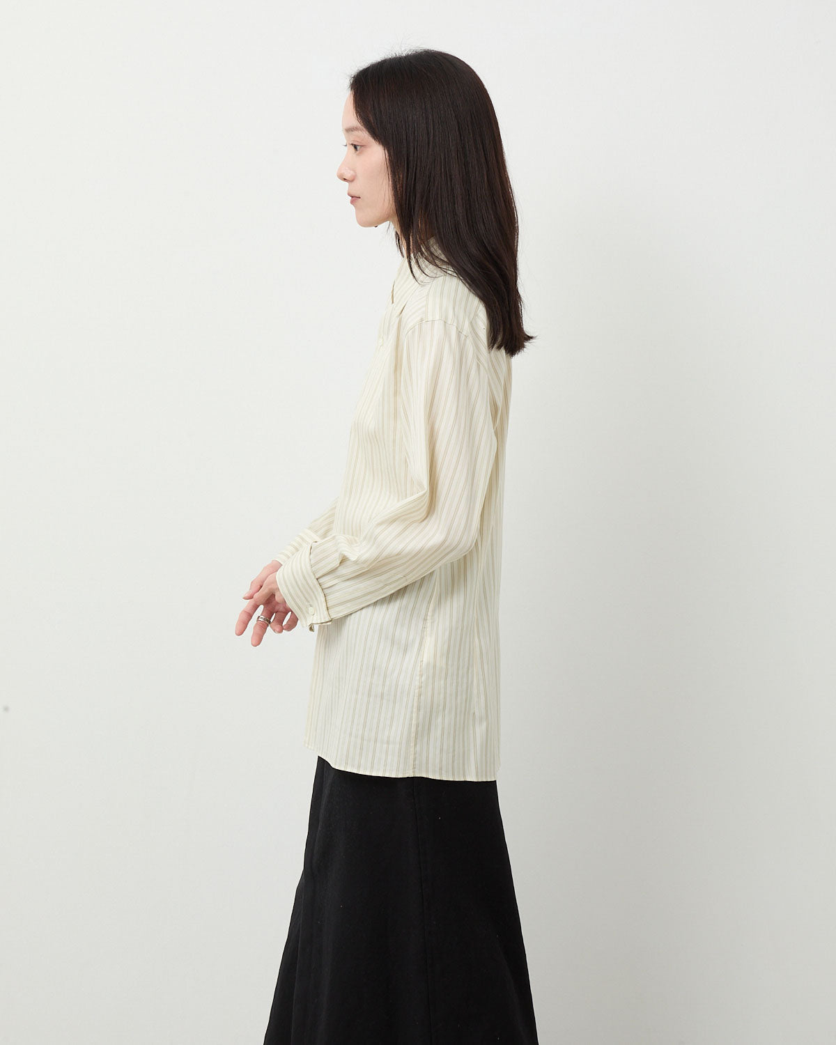 COTTON SILK STRIPE DOUBLE-CUFF SHIRT (WOMEN'S)