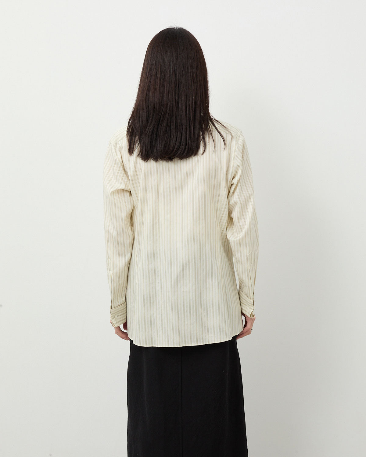 COTTON SILK STRIPE DOUBLE-CUFF SHIRT (WOMEN'S)