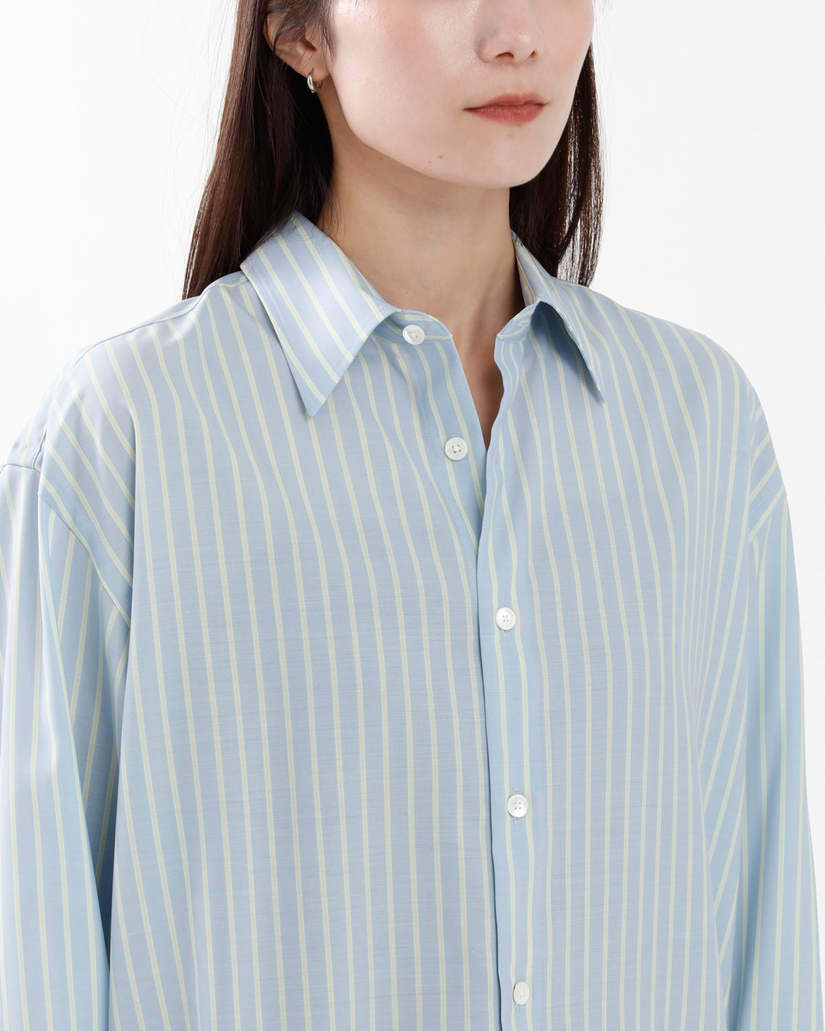 SUPER FINE WOOL STRIPE SHIRT (WOMEN'S)