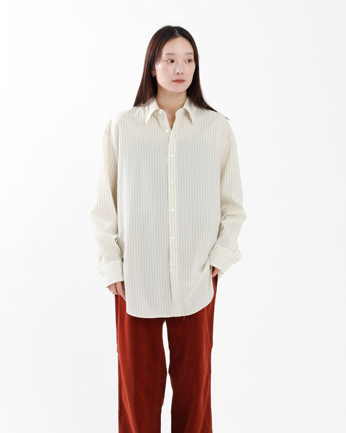 SUPER FINE WOOL STRIPE SHIRT (WOMEN'S)