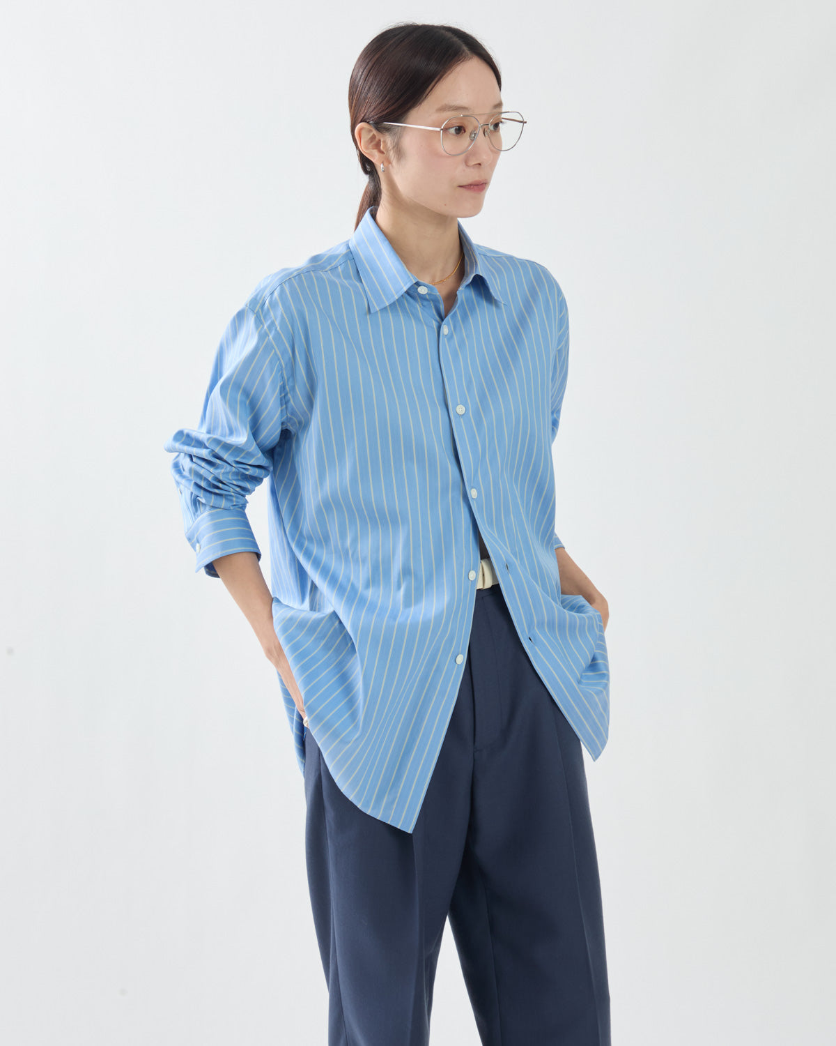 COTTON SILK STRIPE SHIRT (WOMEN'S)