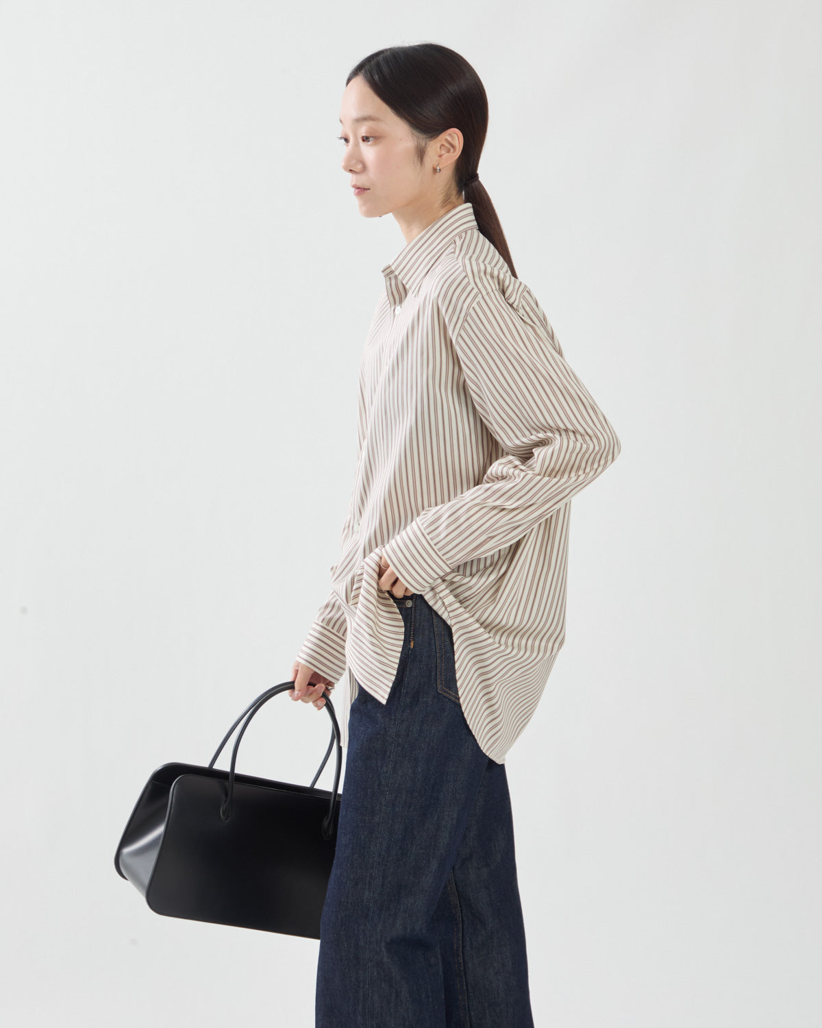COTTON SILK STRIPE SHIRT (WOMEN'S)