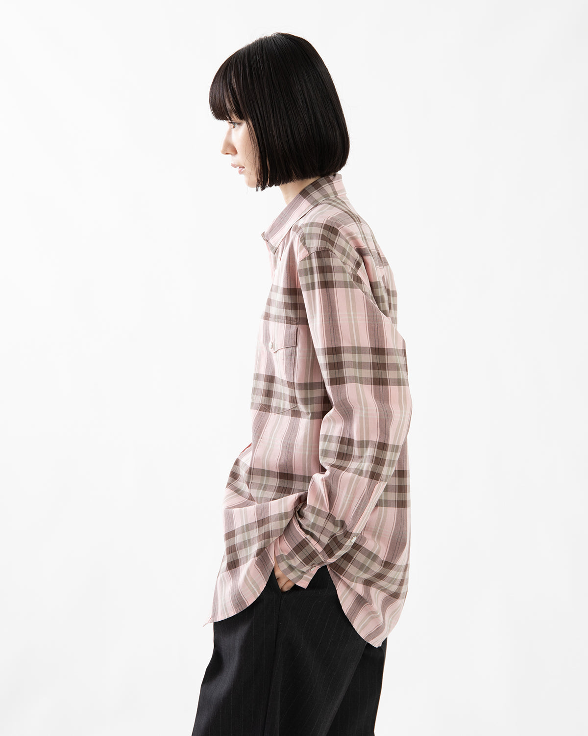 HIGH TWIST COTTON SILK CHECK SHIRT