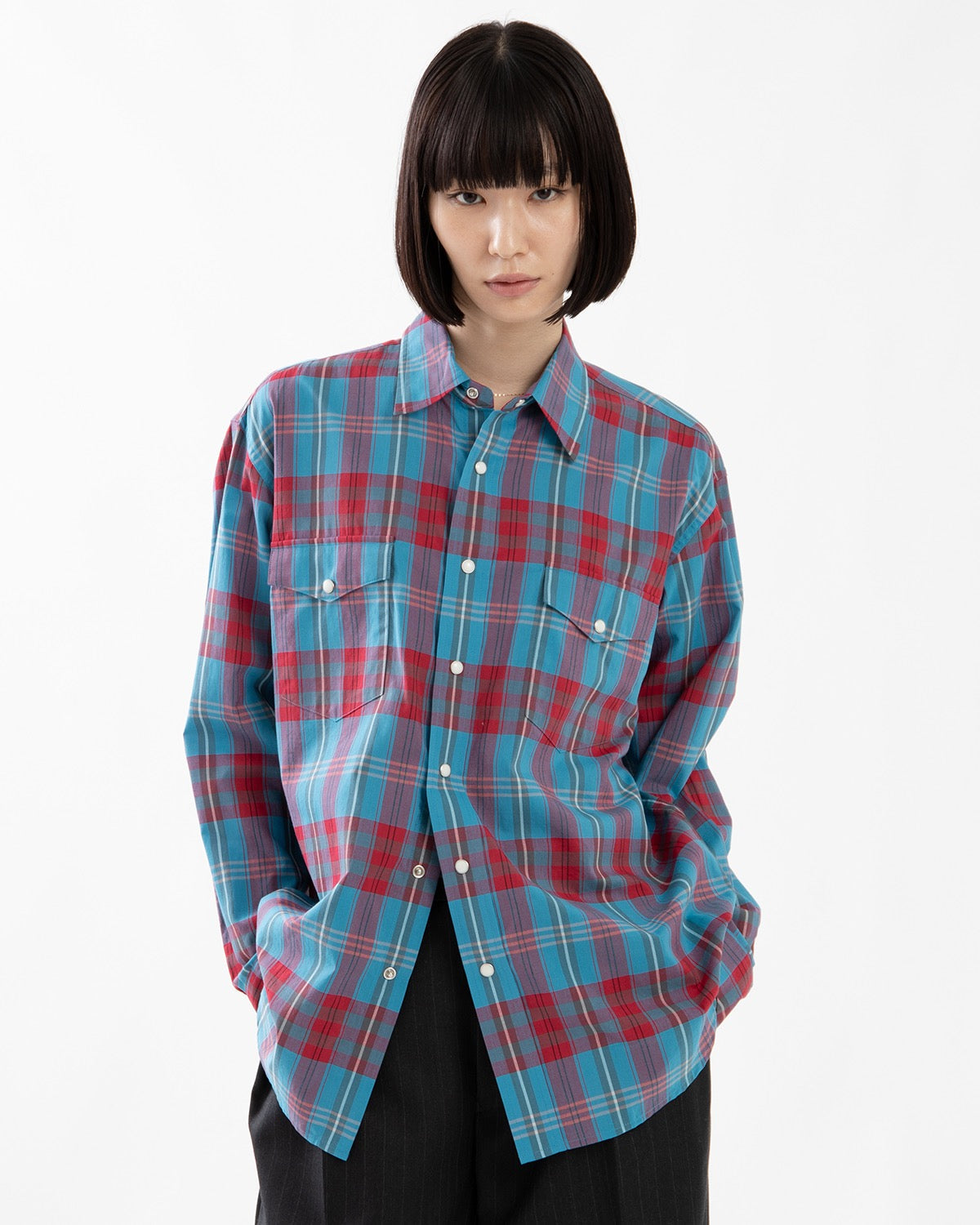 HIGH TWIST COTTON SILK CHECK SHIRT