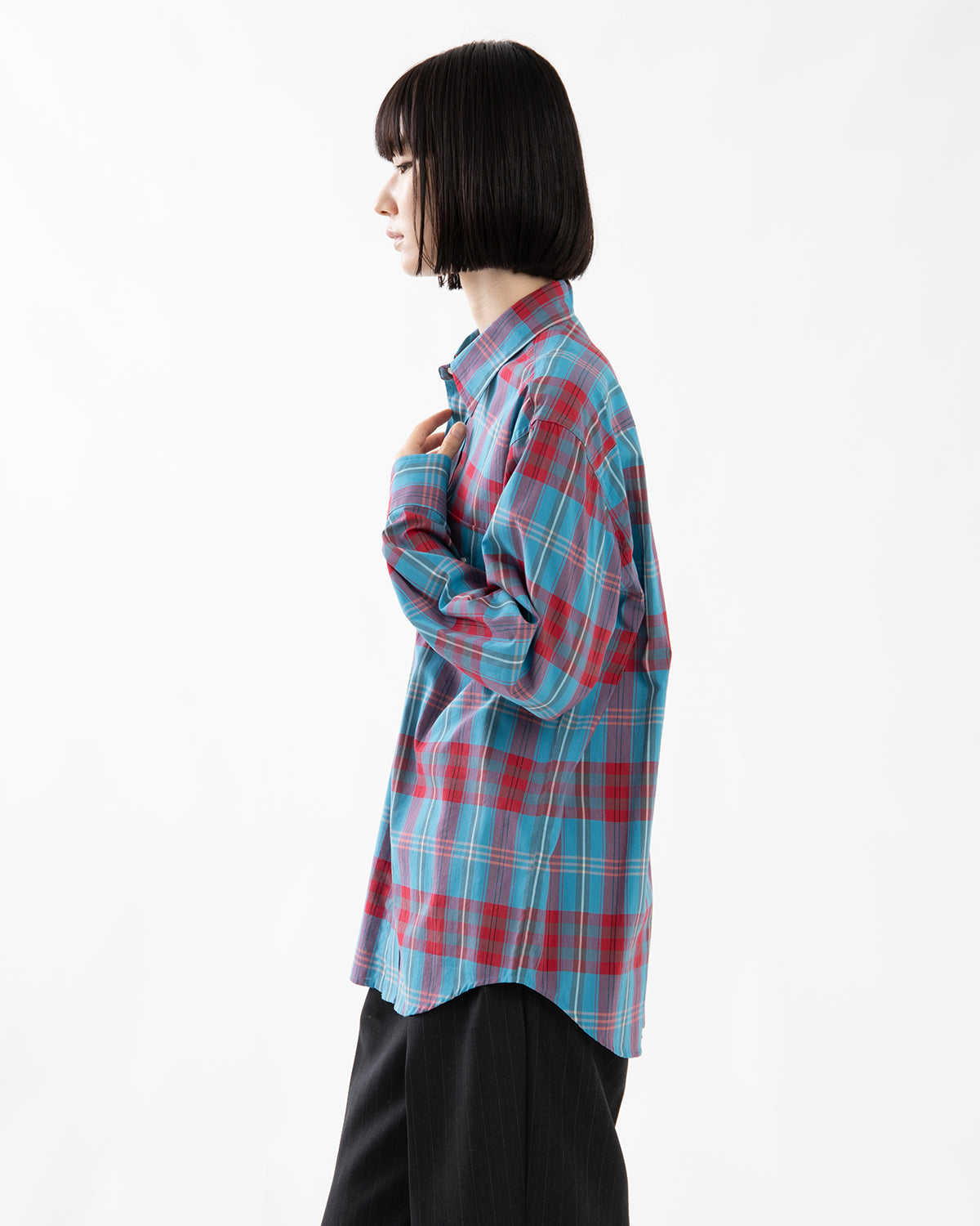 HIGH TWIST COTTON SILK CHECK SHIRT