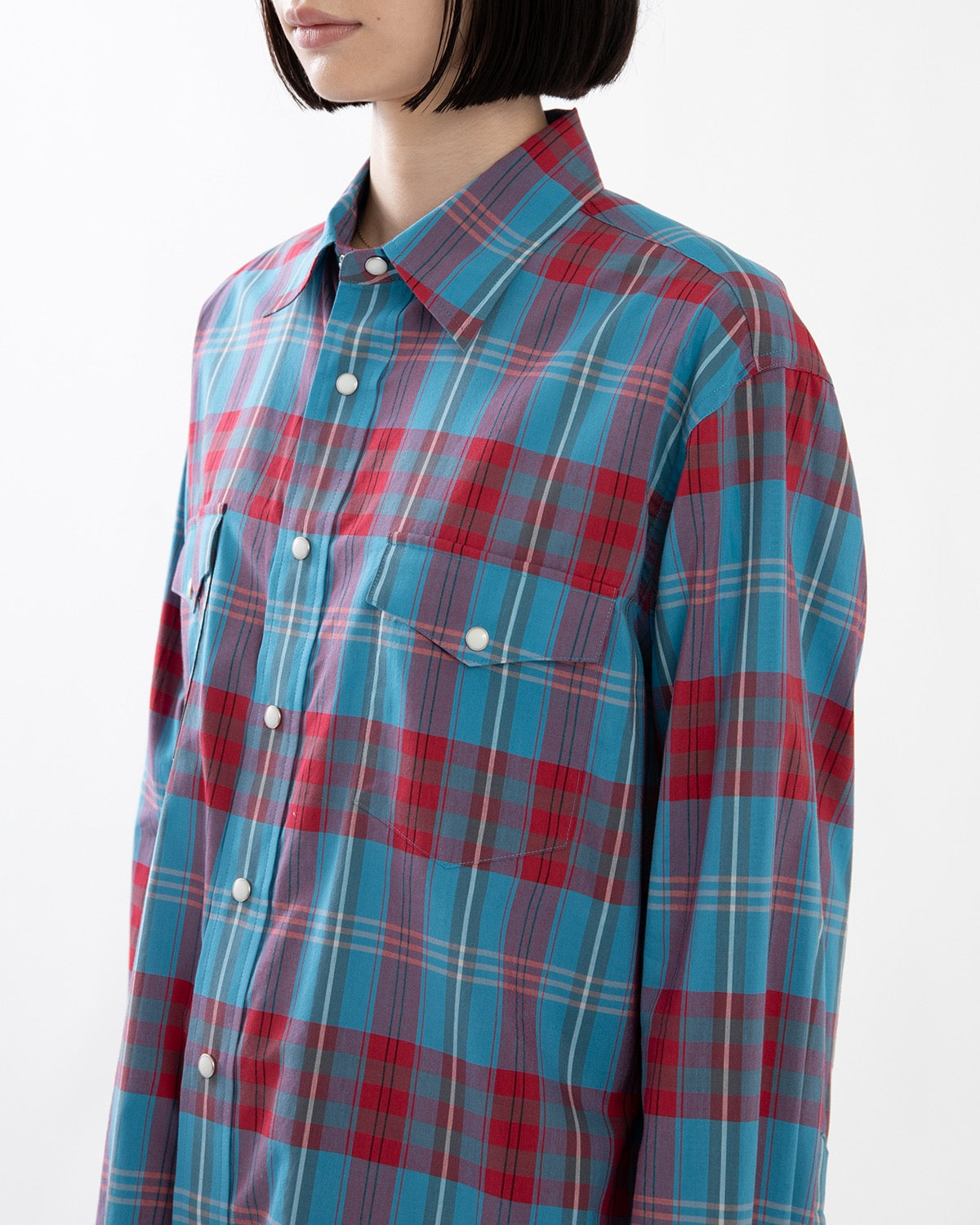 HIGH TWIST COTTON SILK CHECK SHIRT