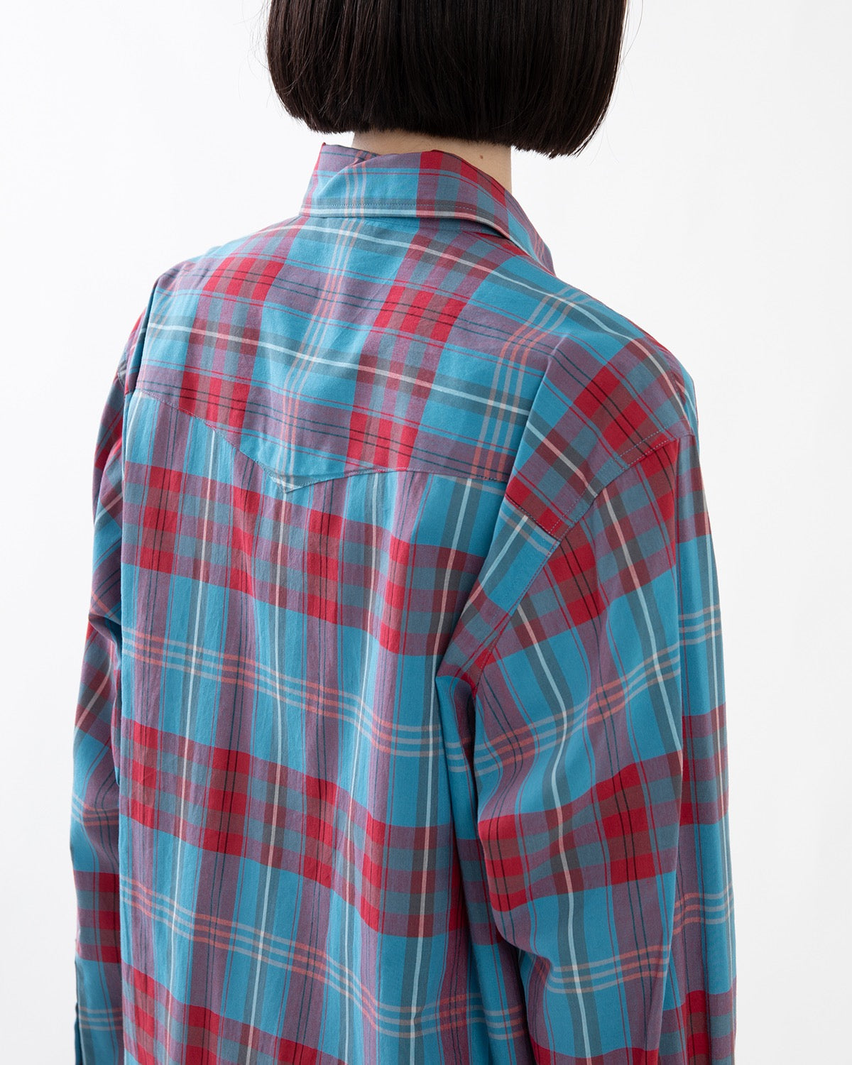 HIGH TWIST COTTON SILK CHECK SHIRT