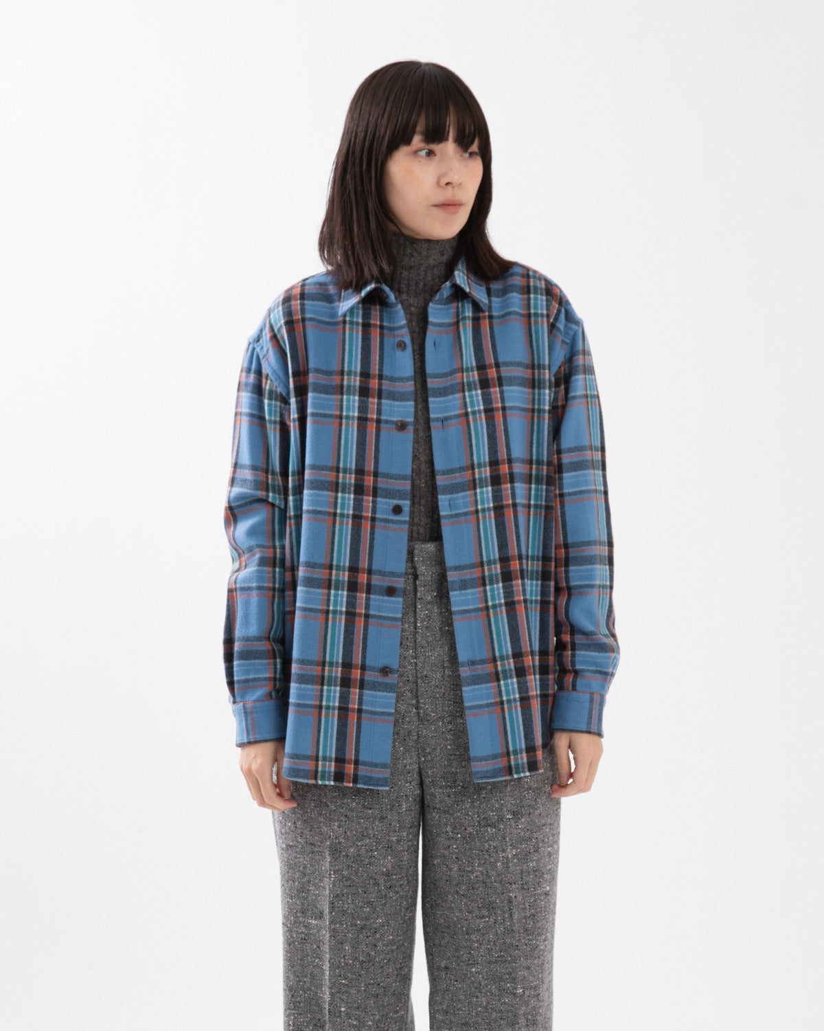 CASHMERE SILK CHECKED FLANNEL SHIRT (WOMEN'S)