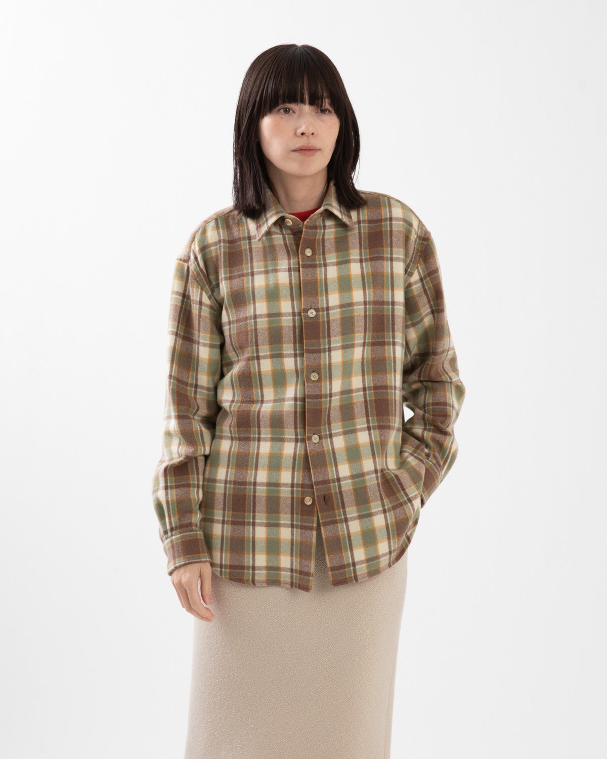CASHMERE SILK CHECKED FLANNEL SHIRT (WOMEN'S)