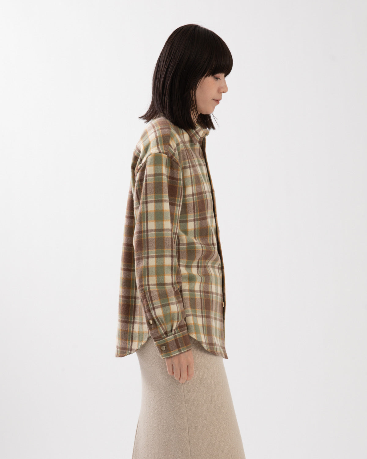 CASHMERE SILK CHECKED FLANNEL SHIRT (WOMEN'S)