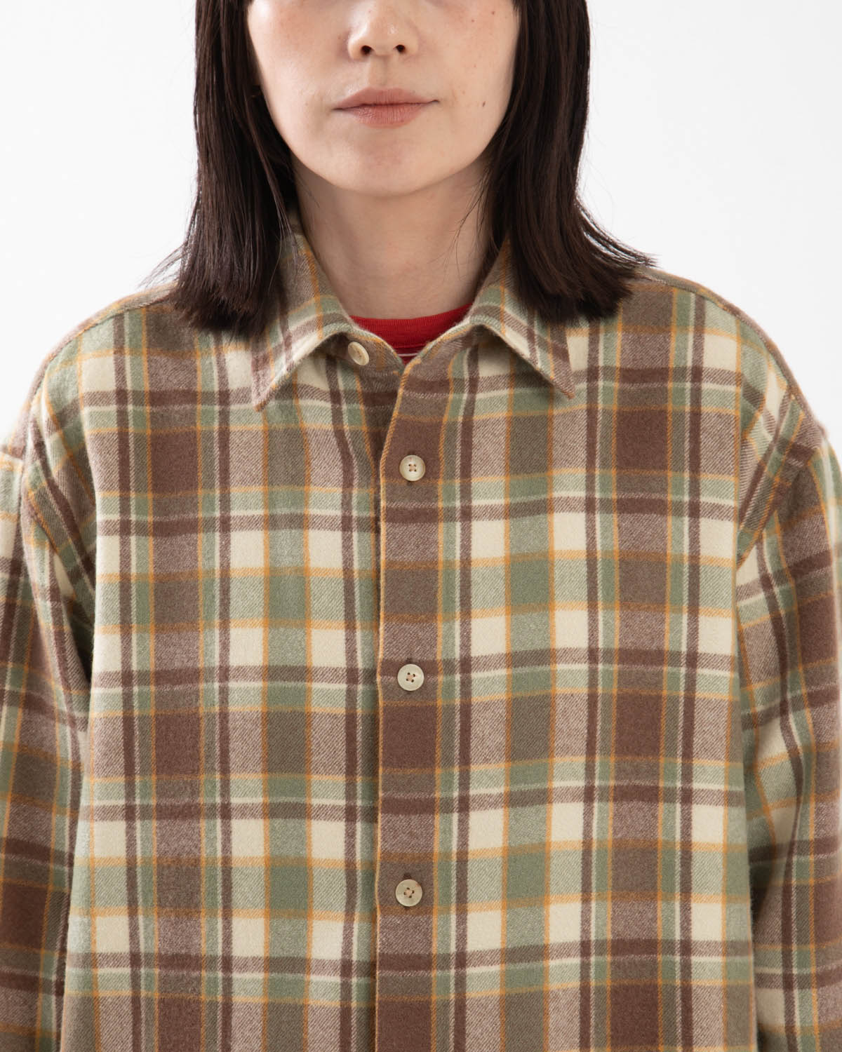 CASHMERE SILK CHECKED FLANNEL SHIRT (WOMEN'S)