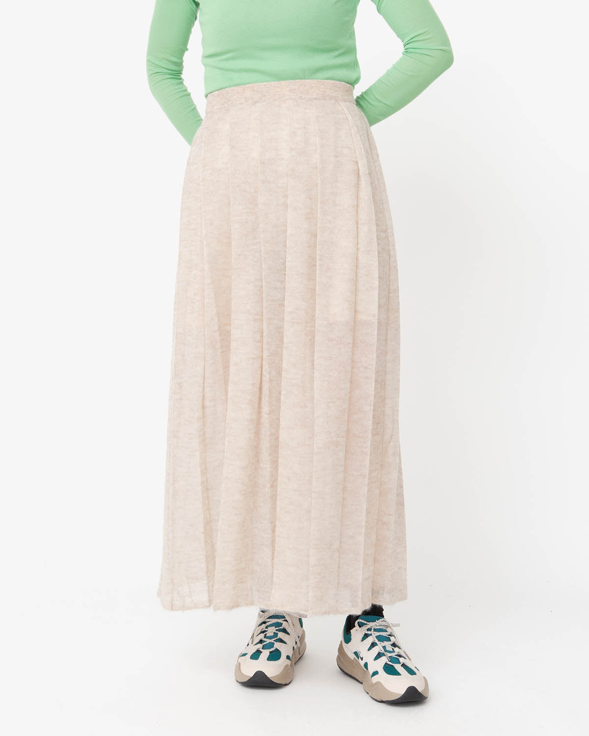 KID MOHAIR SHEER KNIT PLEATED SKIRT – COVERCHORD