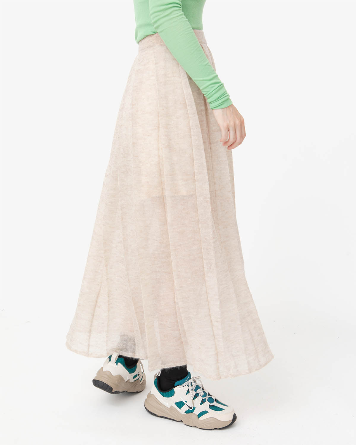 KID MOHAIR SHEER KNIT PLEATED SKIRT – COVERCHORD