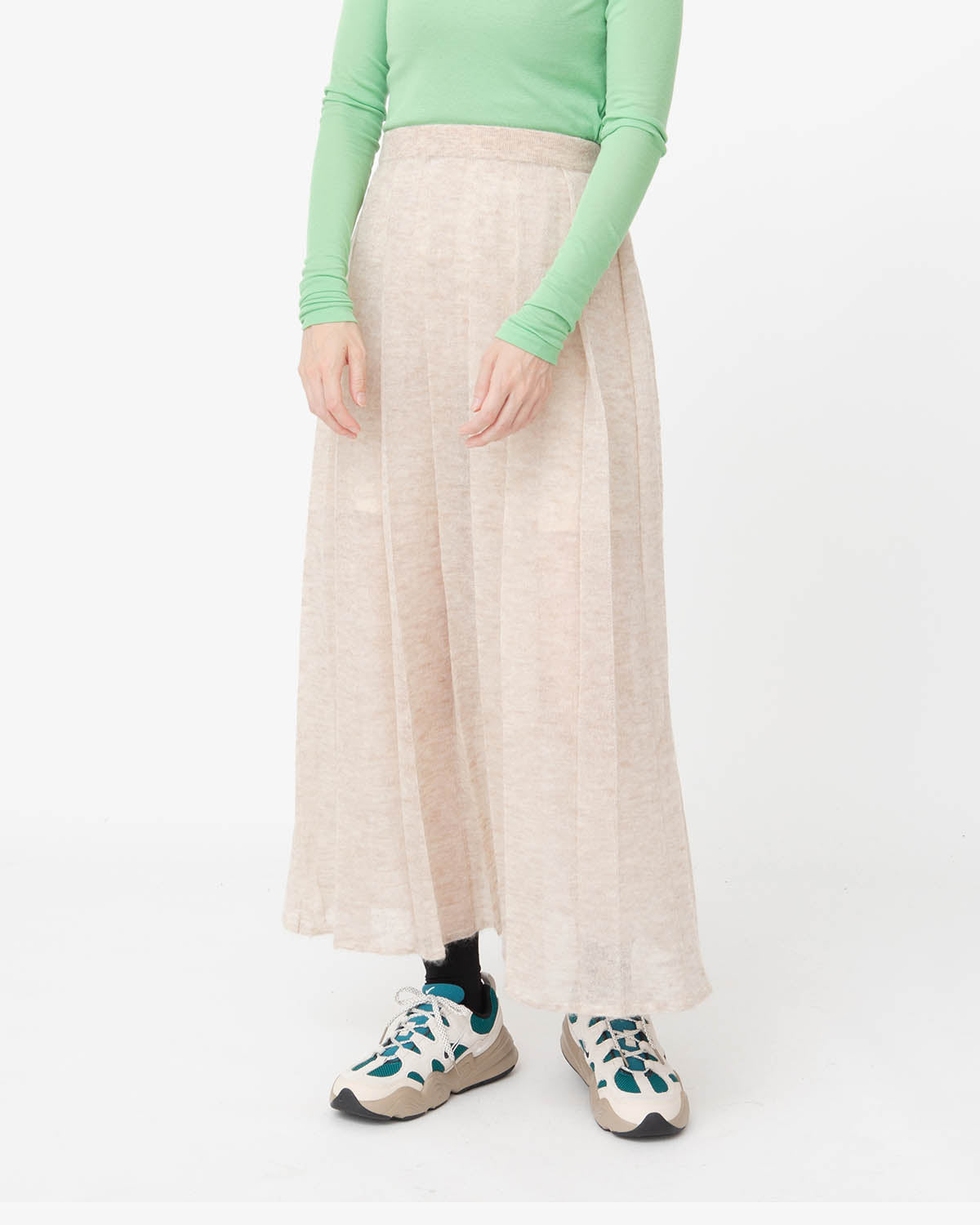 KID MOHAIR SHEER KNIT PLEATED SKIRT – COVERCHORD