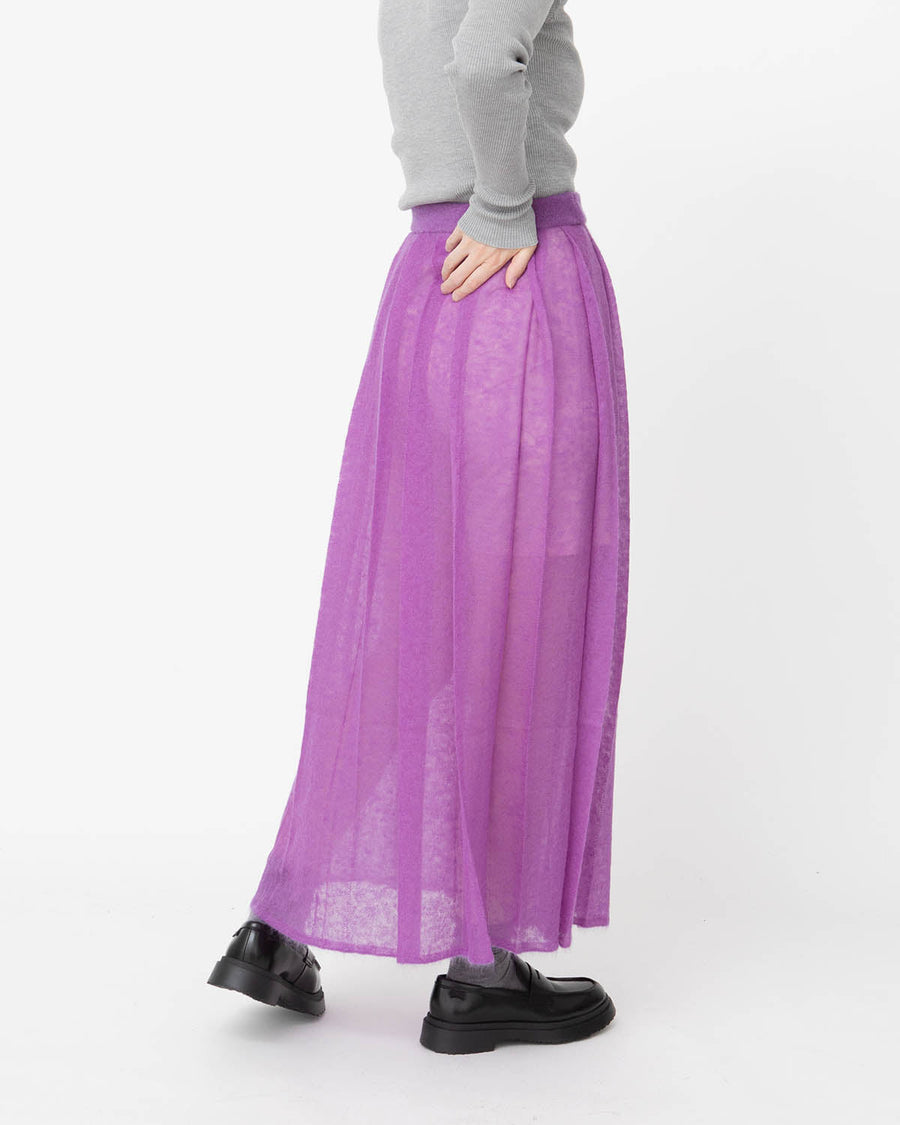 KID MOHAIR SHEER KNIT PLEATED SKIRT