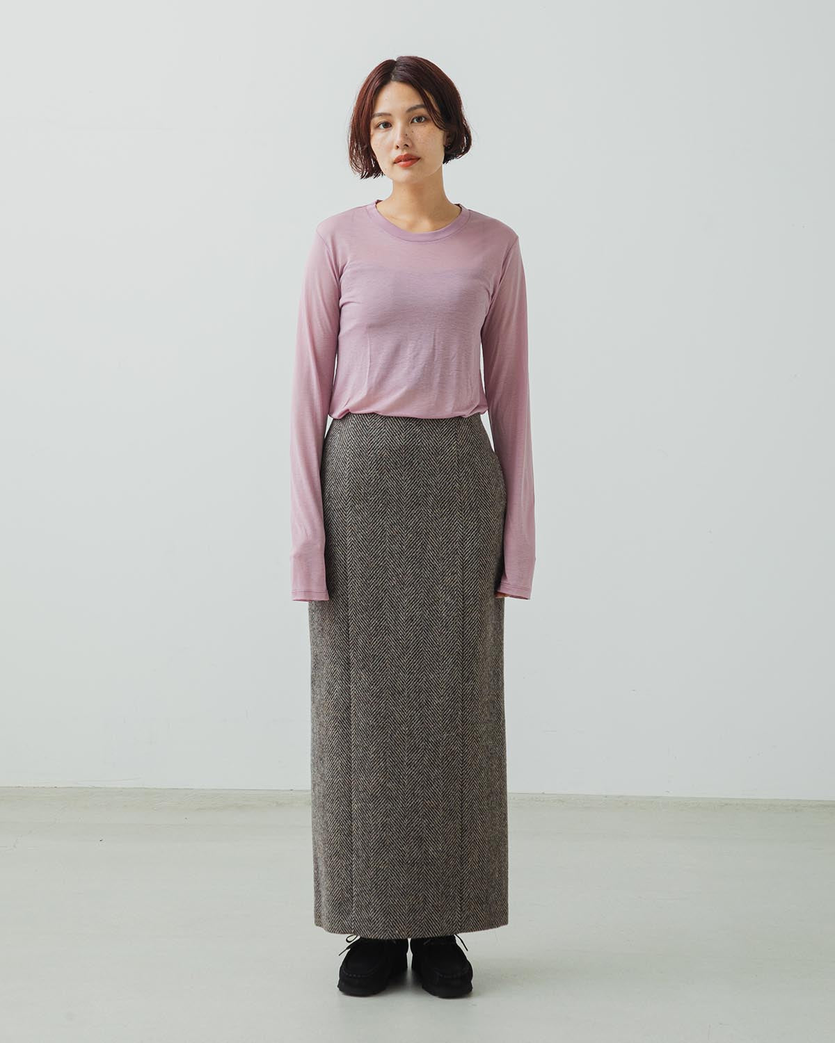 LAMA SHETLAND WOOL TWEED SKIRT