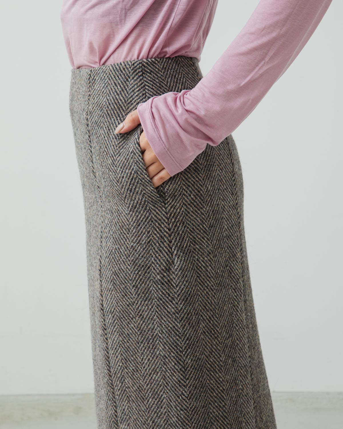 LAMA SHETLAND WOOL TWEED SKIRT