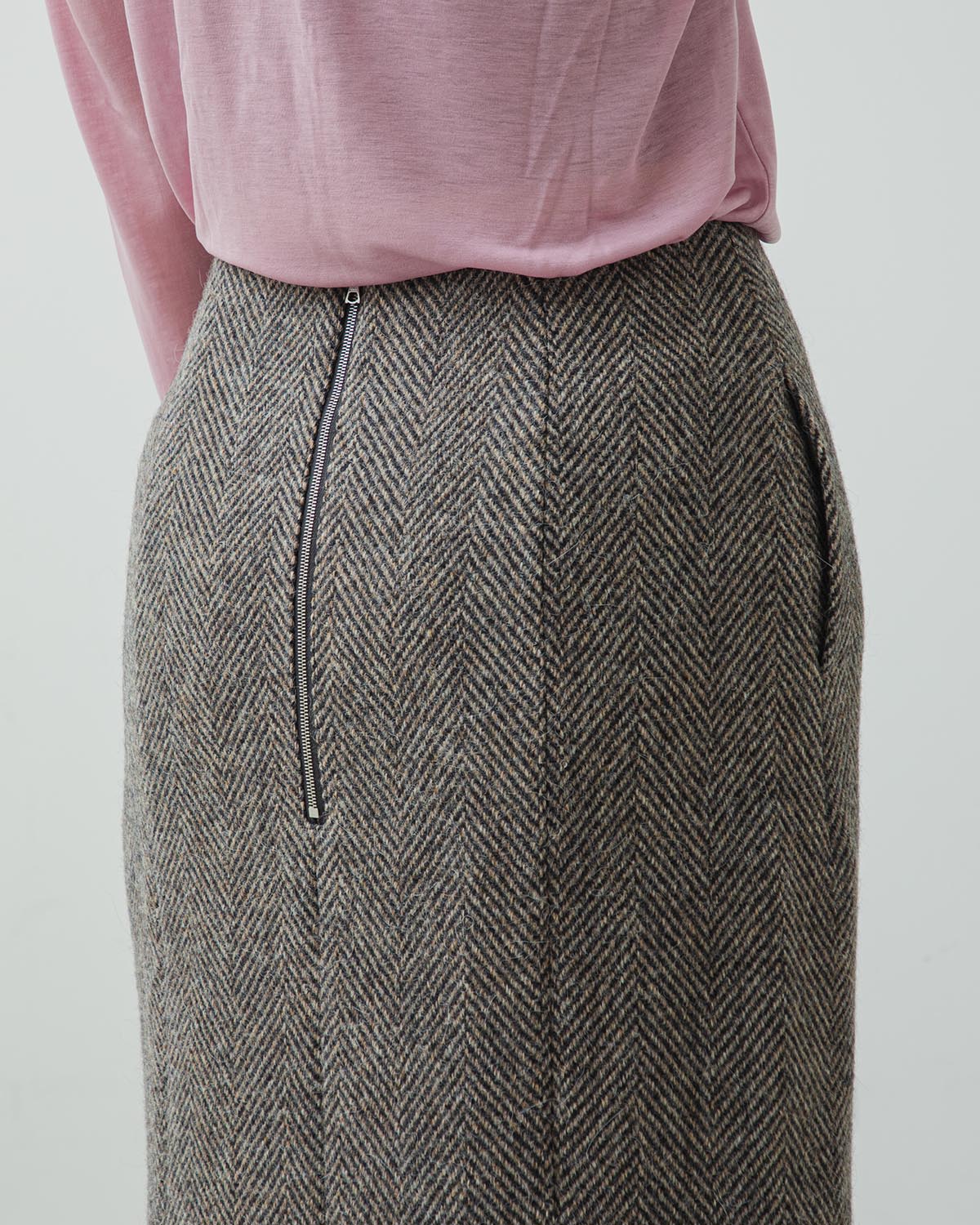 LAMA SHETLAND WOOL TWEED SKIRT