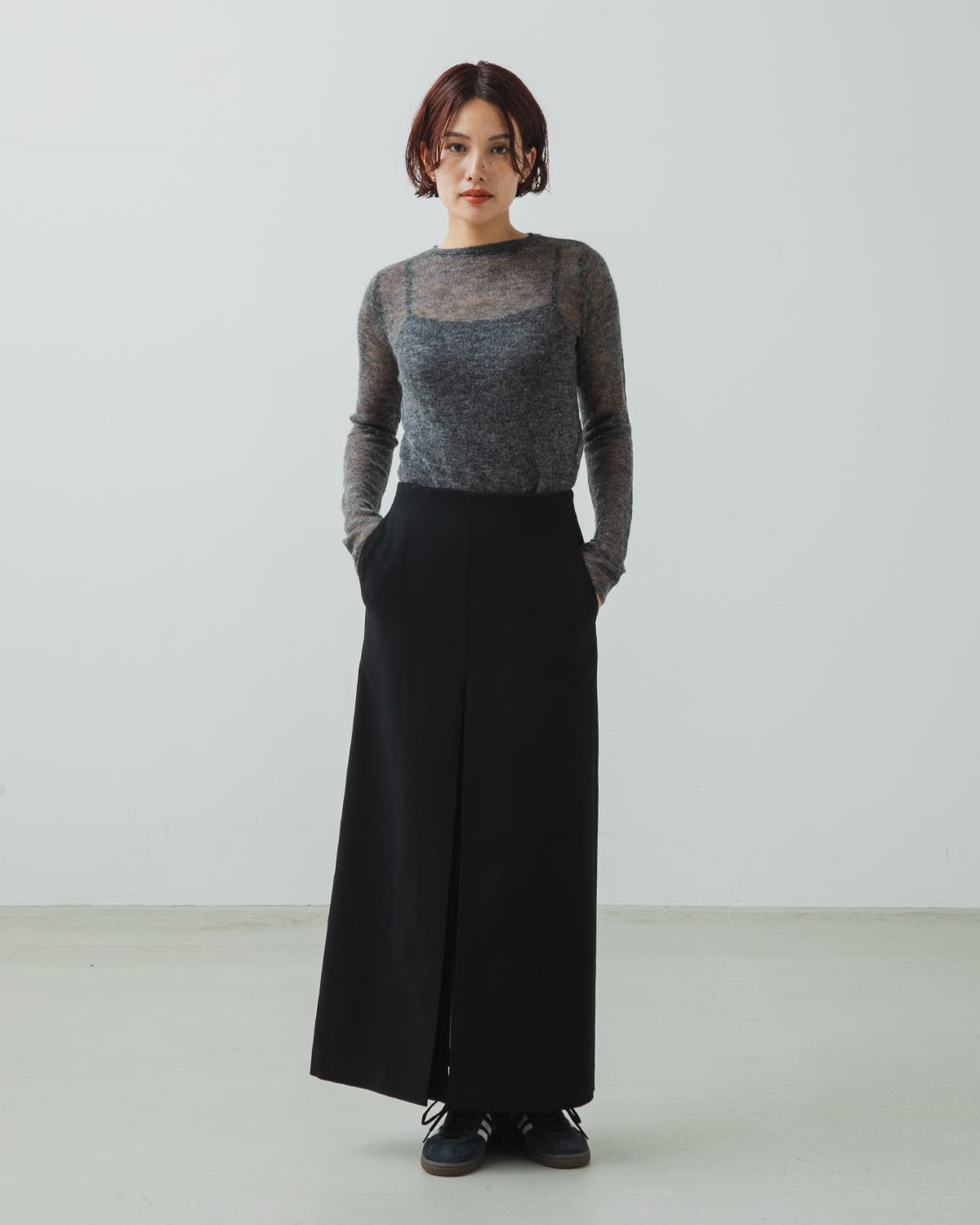 TENSE WOOL DOUBLE CLOTH SKIRT