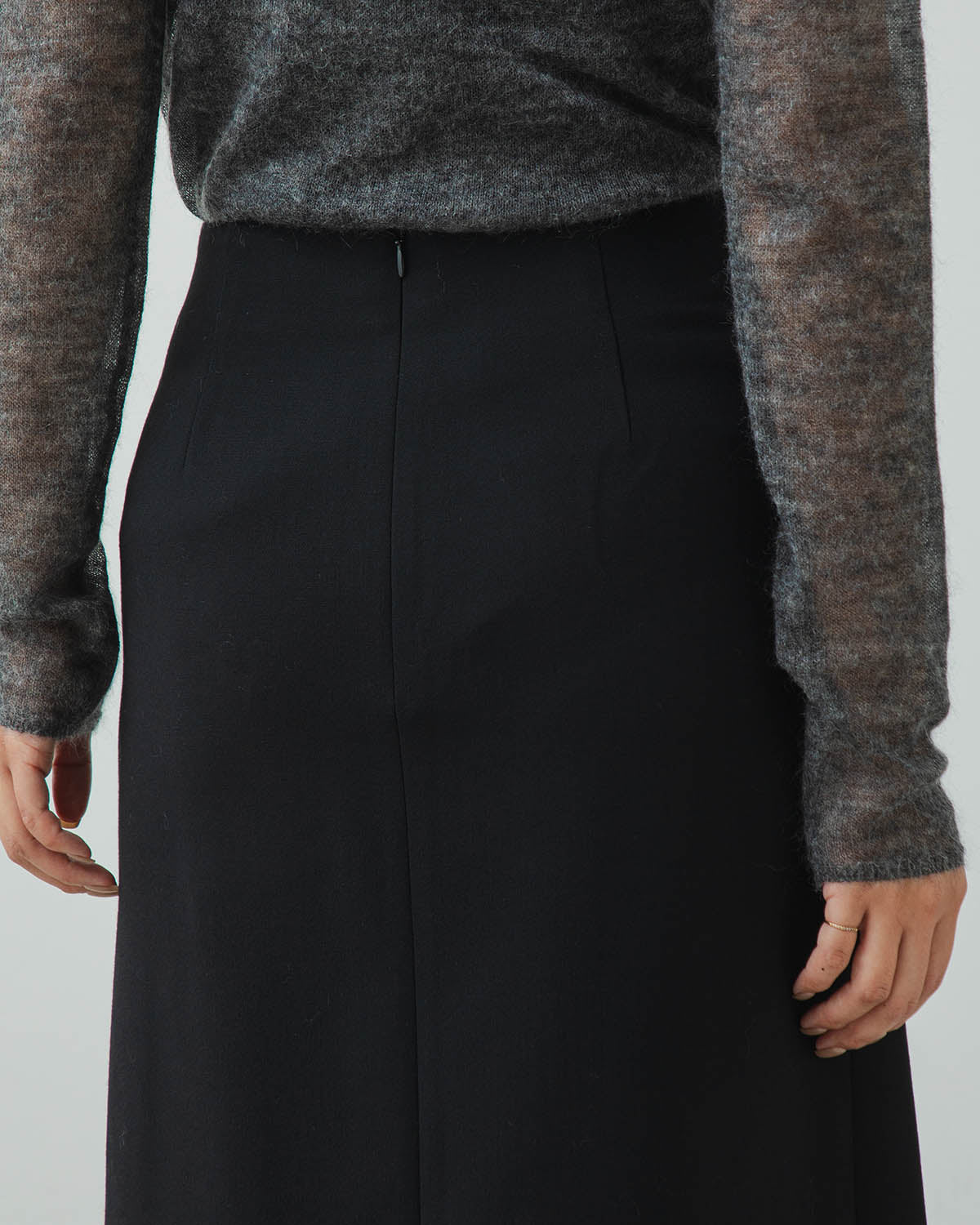 TENSE WOOL DOUBLE CLOTH SKIRT