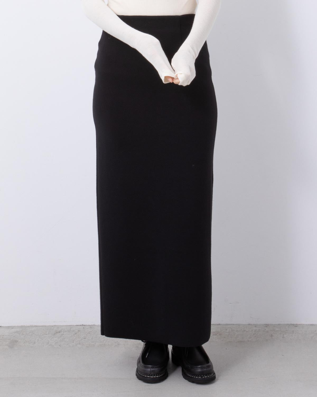 WOOL STRETCH DOUBLE FACE KNIT SKIRT