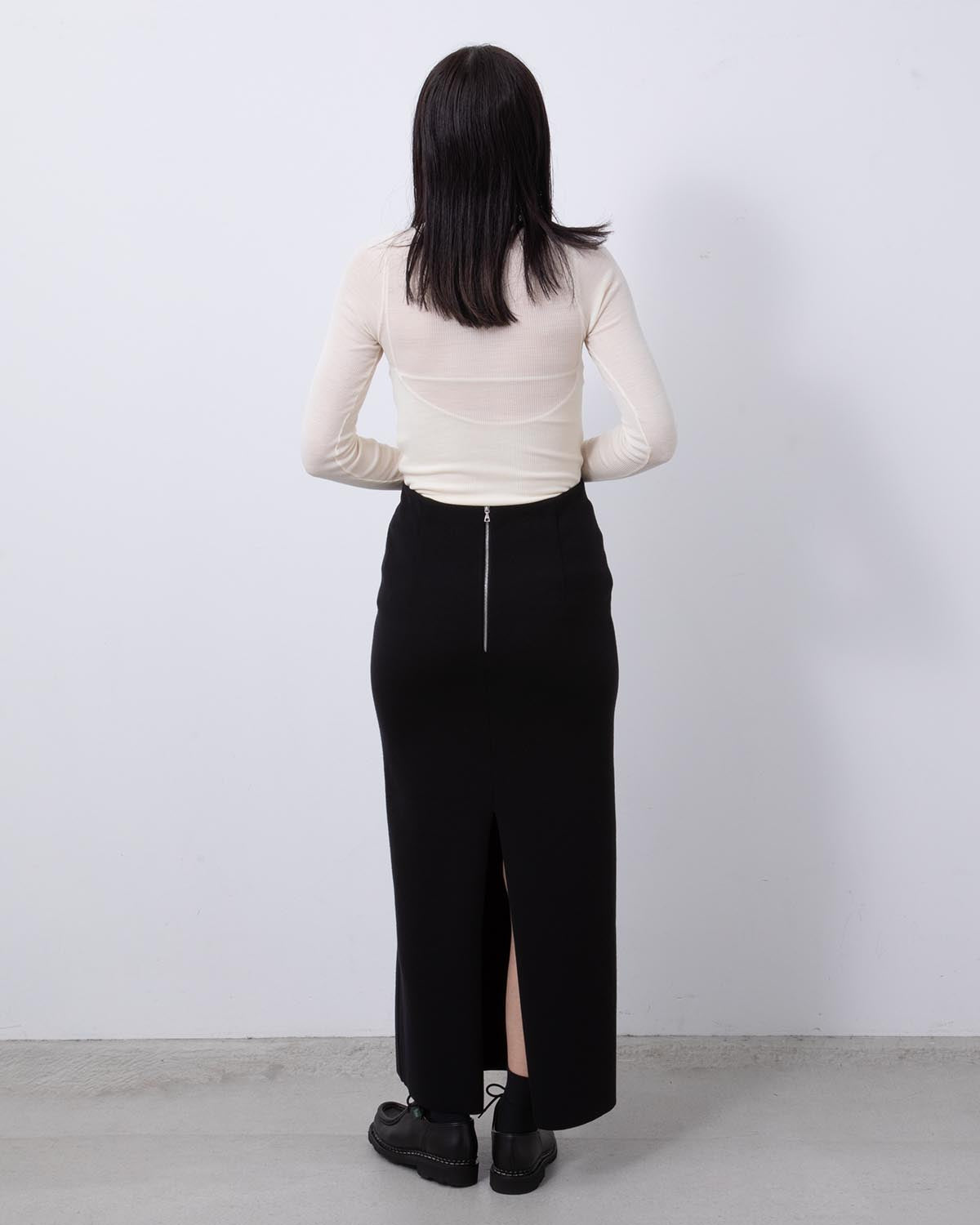 WOOL STRETCH DOUBLE FACE KNIT SKIRT