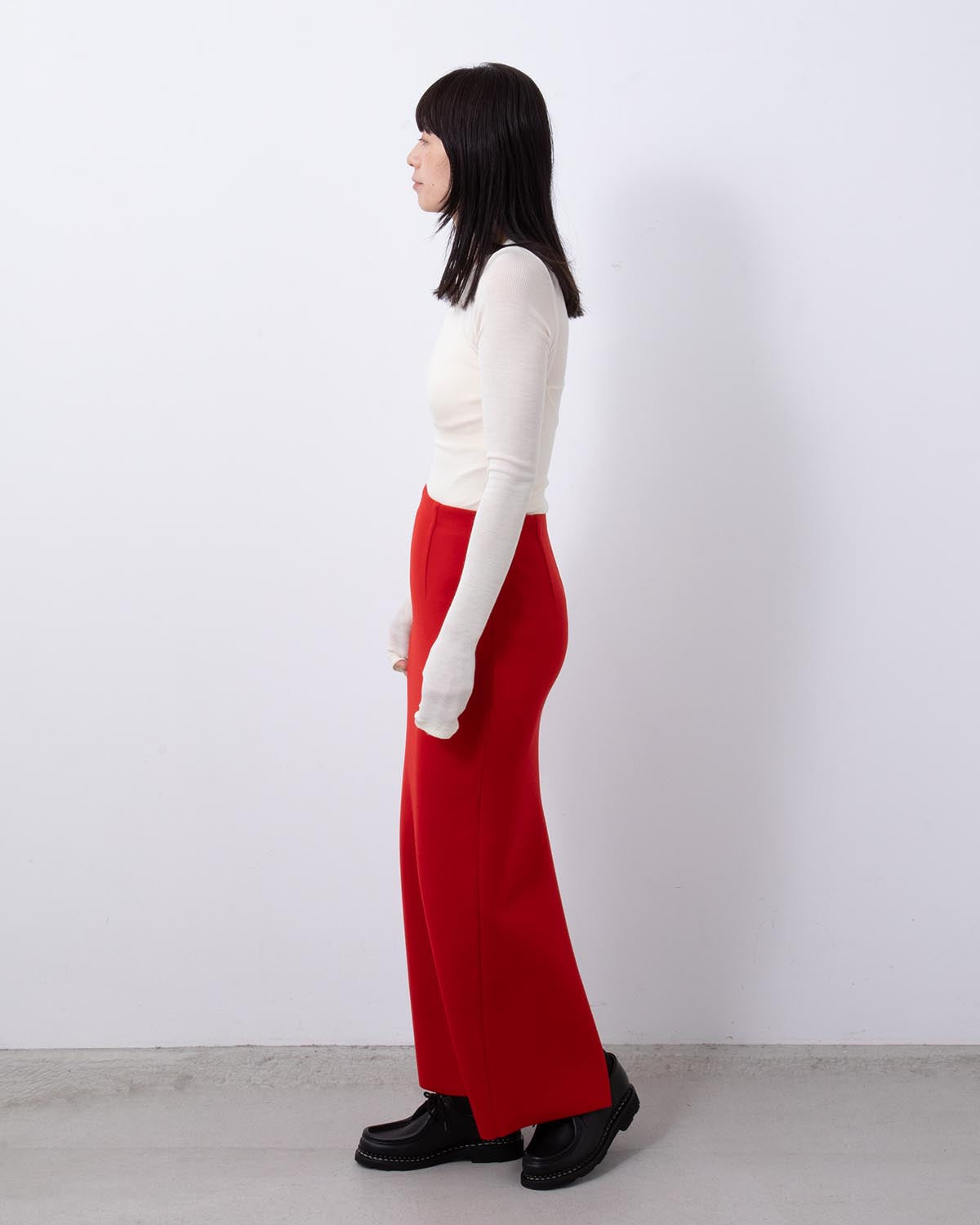 WOOL STRETCH DOUBLE FACE KNIT SKIRT
