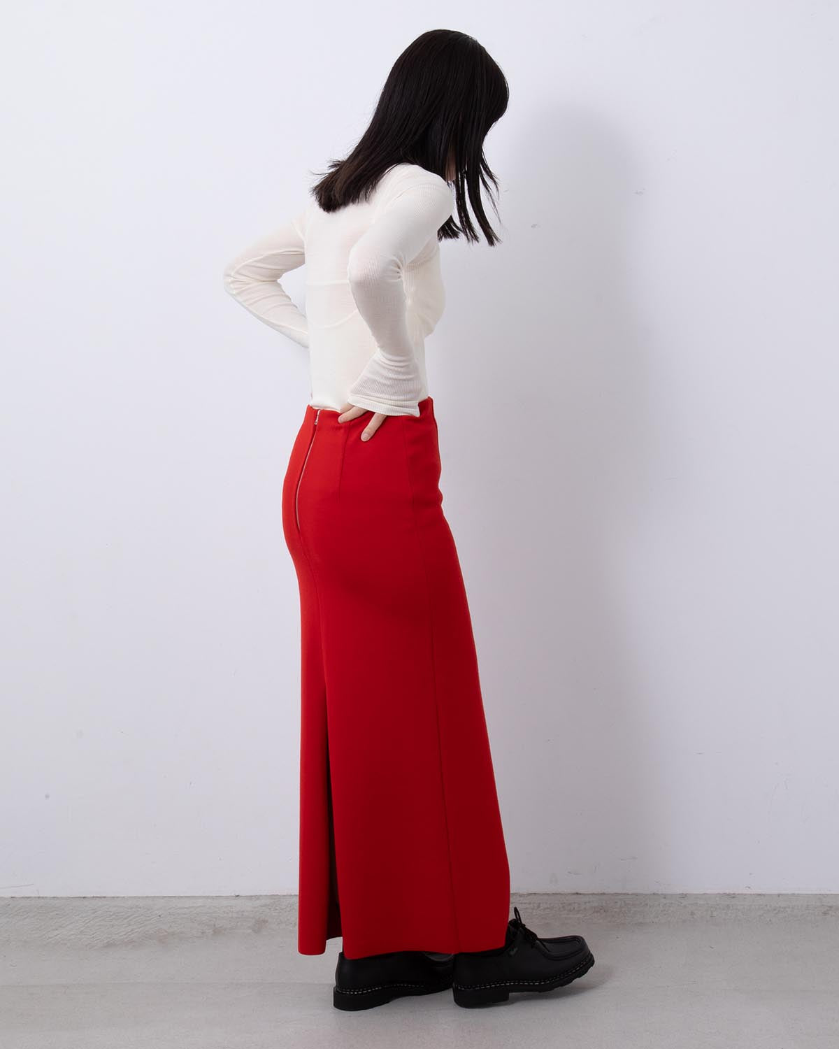 WOOL STRETCH DOUBLE FACE KNIT SKIRT