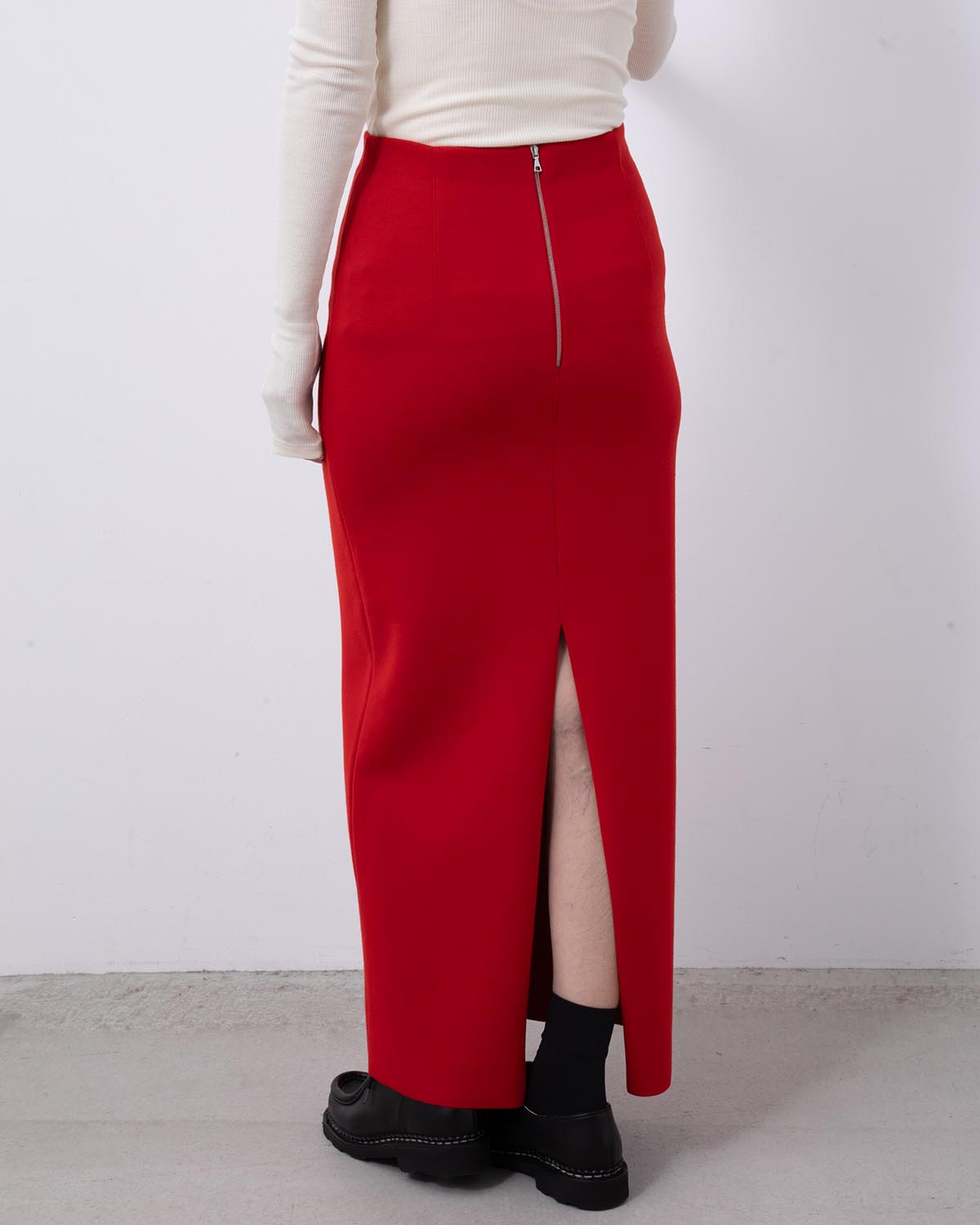 WOOL STRETCH DOUBLE FACE KNIT SKIRT