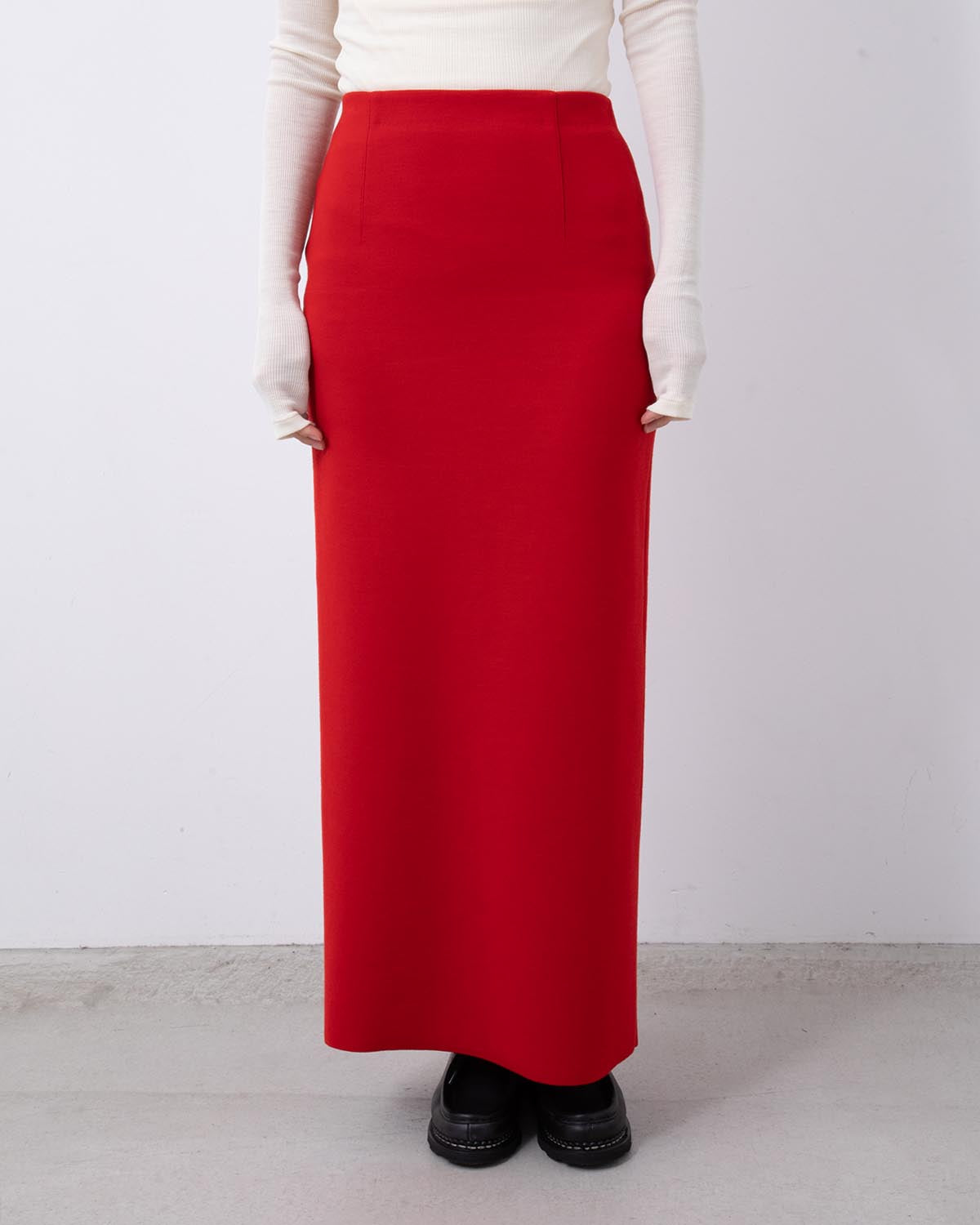 WOOL STRETCH DOUBLE FACE KNIT SKIRT