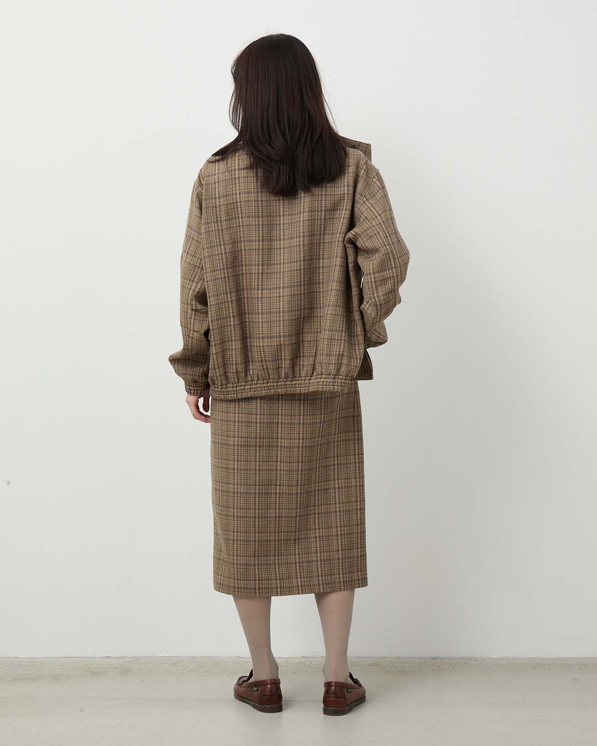SILK LINEN NEP CHECK WRAP SKIRT