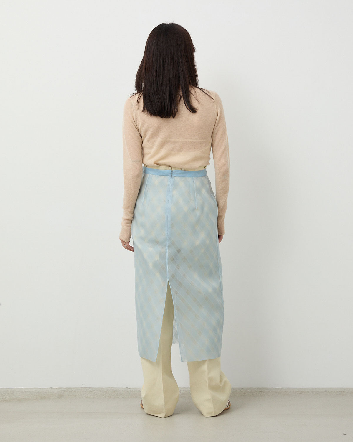 SHEER SILK COTTON CUT JACQUARD PENCIL SKIRT