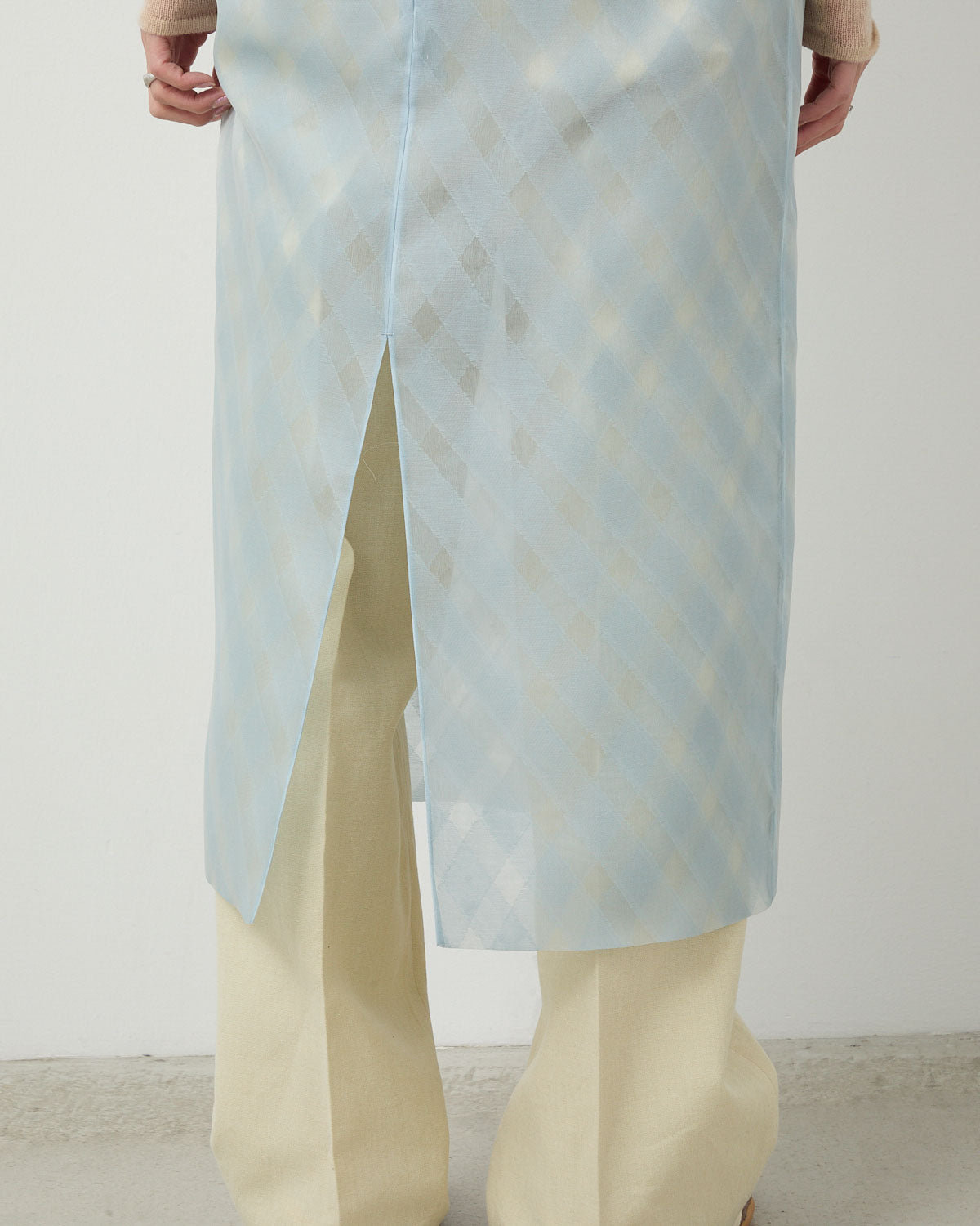 SHEER SILK COTTON CUT JACQUARD PENCIL SKIRT