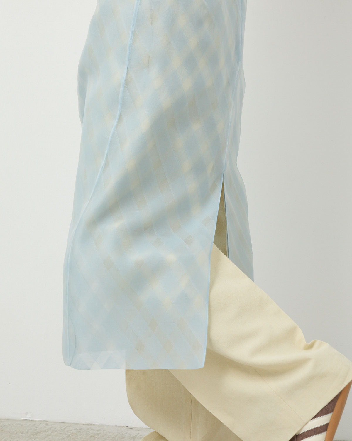 SHEER SILK COTTON CUT JACQUARD PENCIL SKIRT