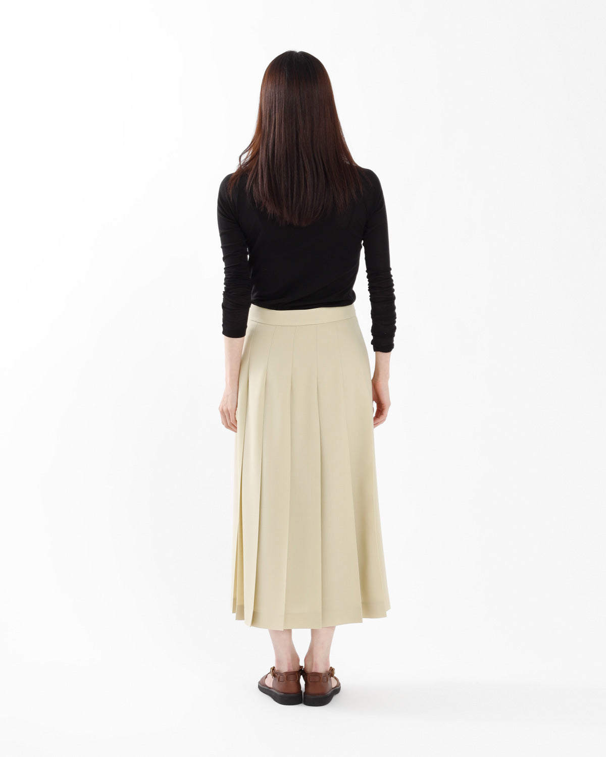 WOOL KID MOHAIR HOPSACK PLEATED SKIRT