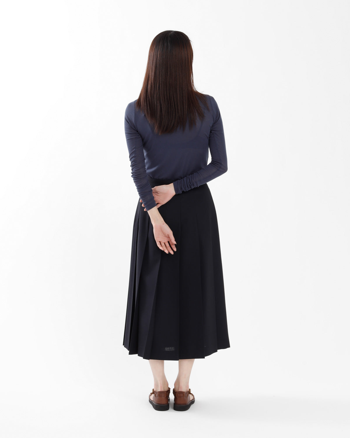 WOOL KID MOHAIR HOPSACK PLEATED SKIRT